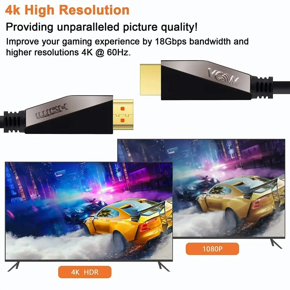 10m HDMI Cable Vcom 2.0V PC Gaming Monitor Movie 4K FHD 60Hz 12Gbps Metal