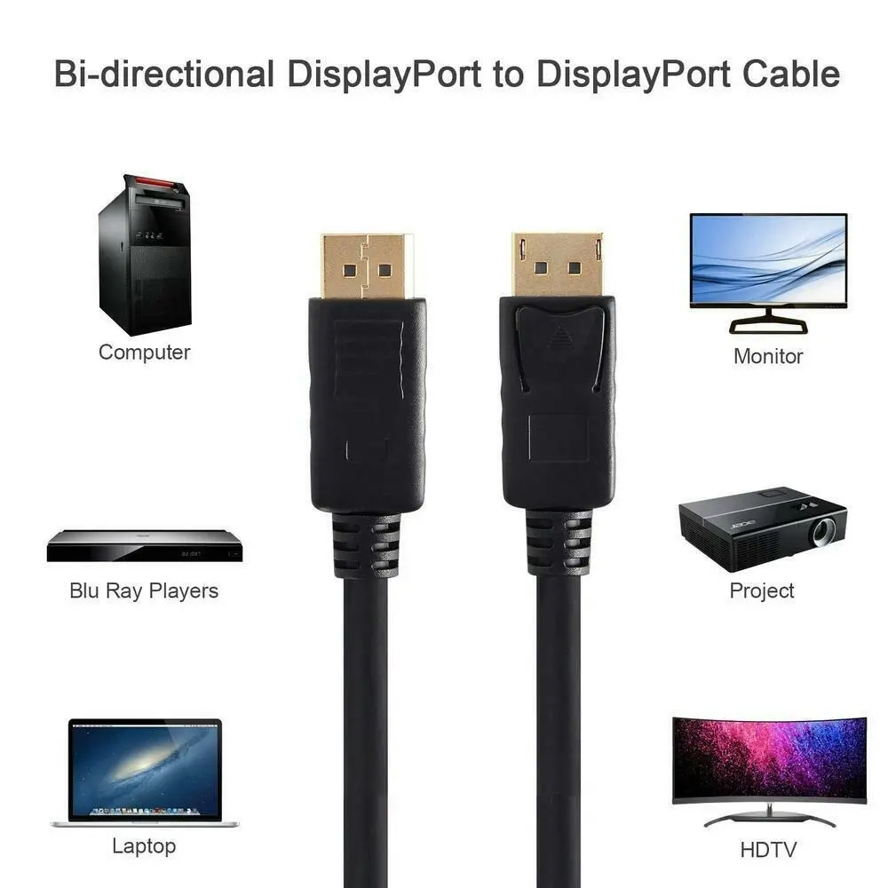 1.8M Displayport DP Cable 1.2V Male to Male LCD Video Wall PC Computer Laptop Vcom