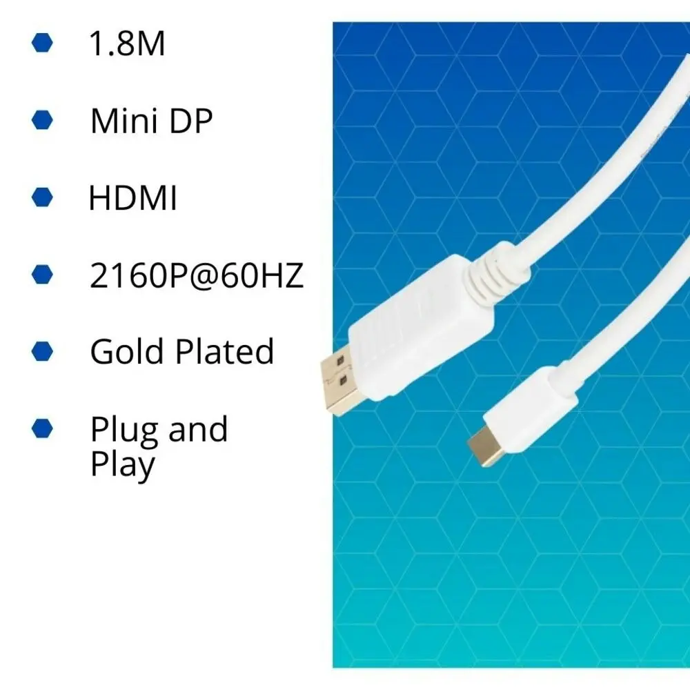 1.8M Mini Displayport DP to HDMI Cable 1.2V to 1.4V Converter 3D Support Vcom