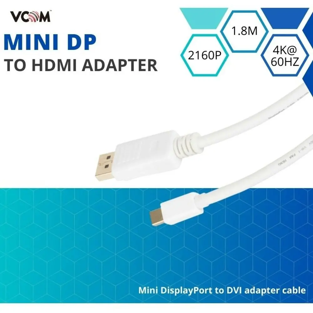 1.8M Mini Displayport DP to HDMI Cable 1.2V to 1.4V Converter 3D Support Vcom