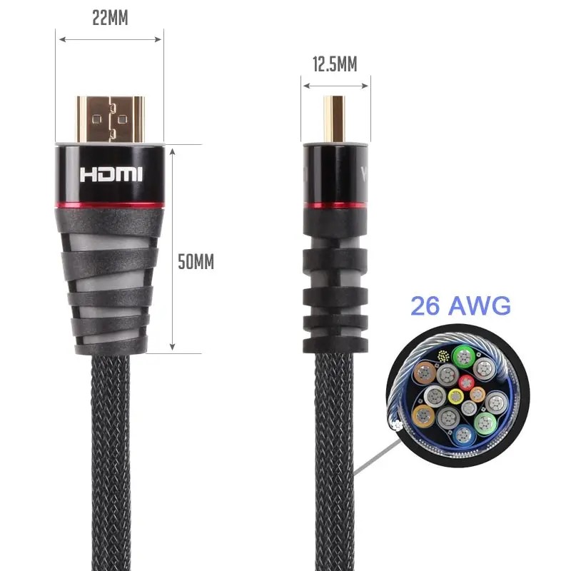 5M High Speed HDMI Cable V2.0 Ultra HD 4K 2160p 1080p Nylon Braided Wire