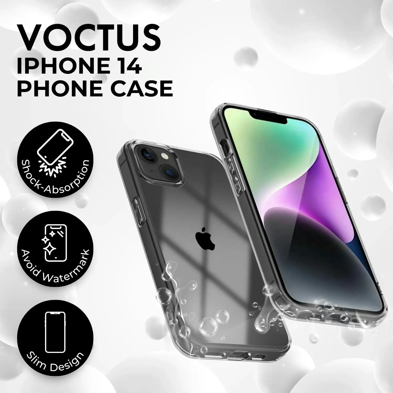 Voctus iPhone 14 Scratch Resistant Slim Design Phone Case Transparent