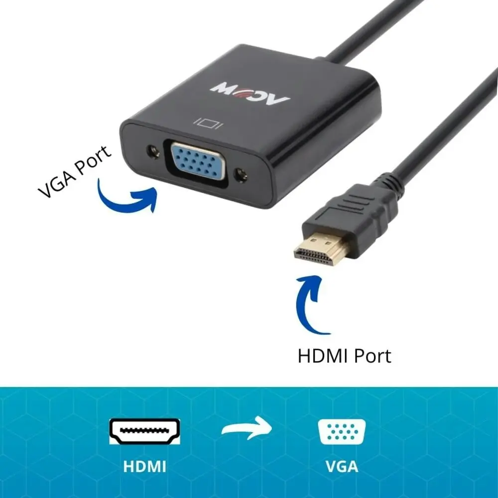 0.15M HDMI to VGA Adapter Cable Converter 1080p Video Built-in Chipset Vcom 15CM