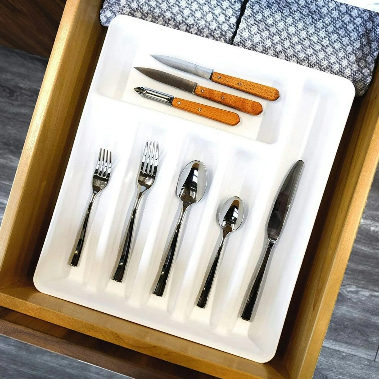 Madesmart High-quality Bpa-free Basic 6 Compartment Cutlery Tray - White