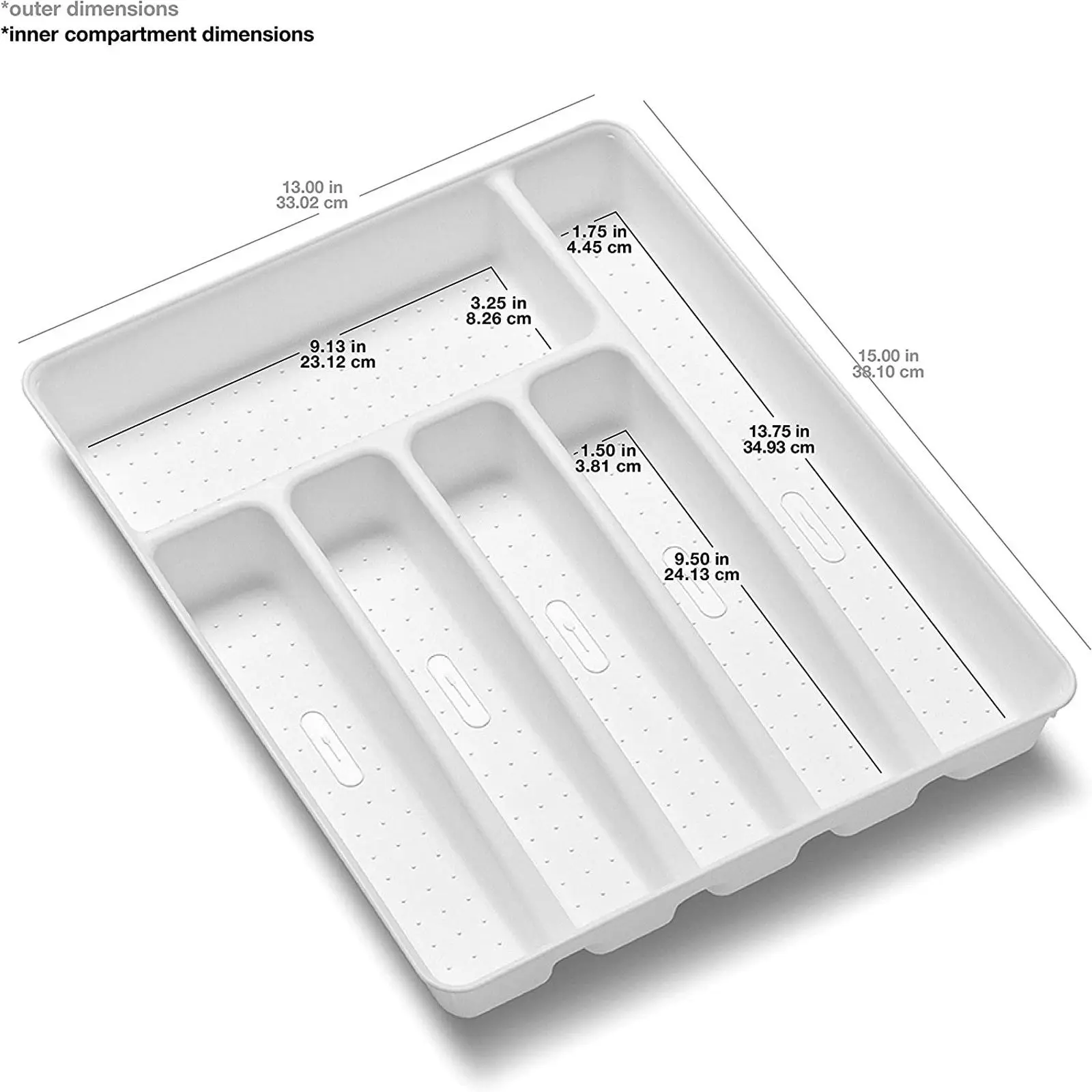 Madesmart High-quality Bpa-free Basic 6 Compartment Cutlery Tray - White