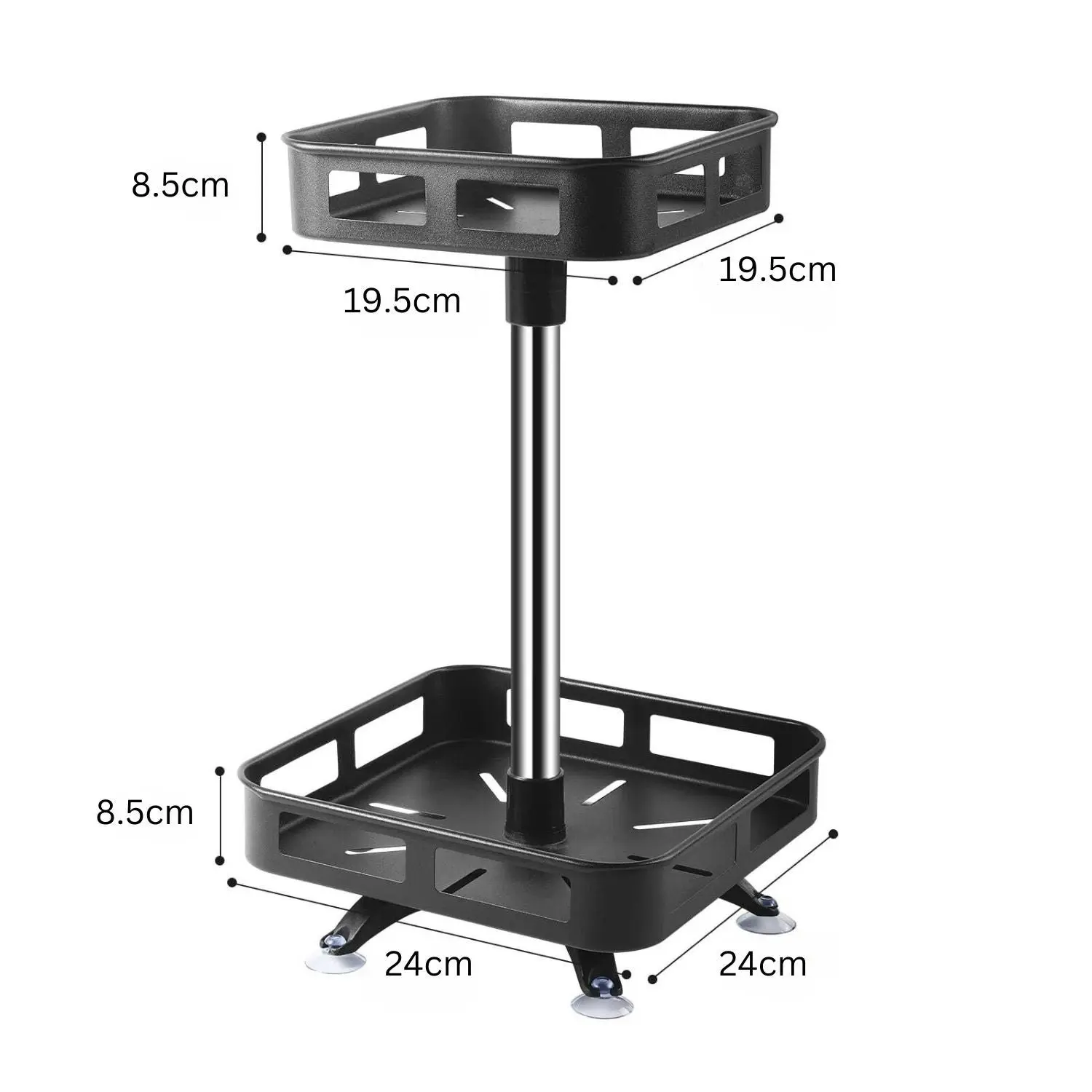 Gominimo 2 Tier Steel Black Square Rotating Multi-Function Kitchen Portable Storage Spice Seasoning Kitchen Countertop Organiser Shelf