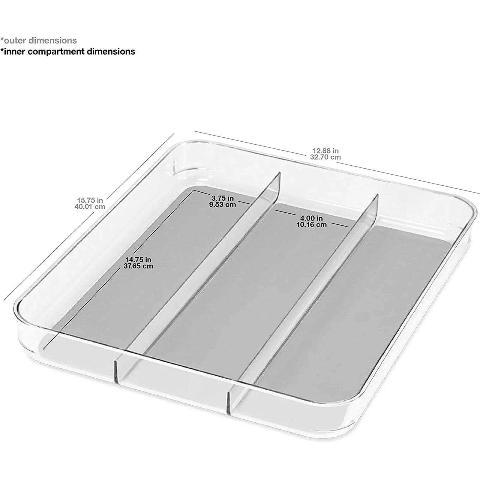 Madesmart Bpa-free Non-slip Feet Clear Soft Grip Utensil Tray - Grey