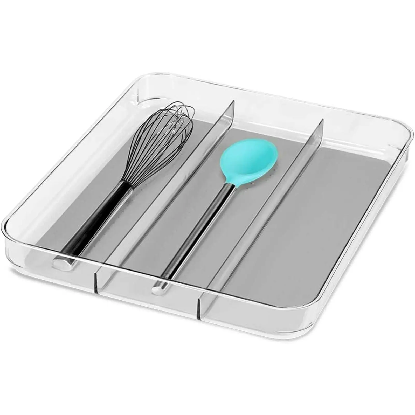 Madesmart Bpa-free Non-slip Feet Clear Soft Grip Utensil Tray - Grey