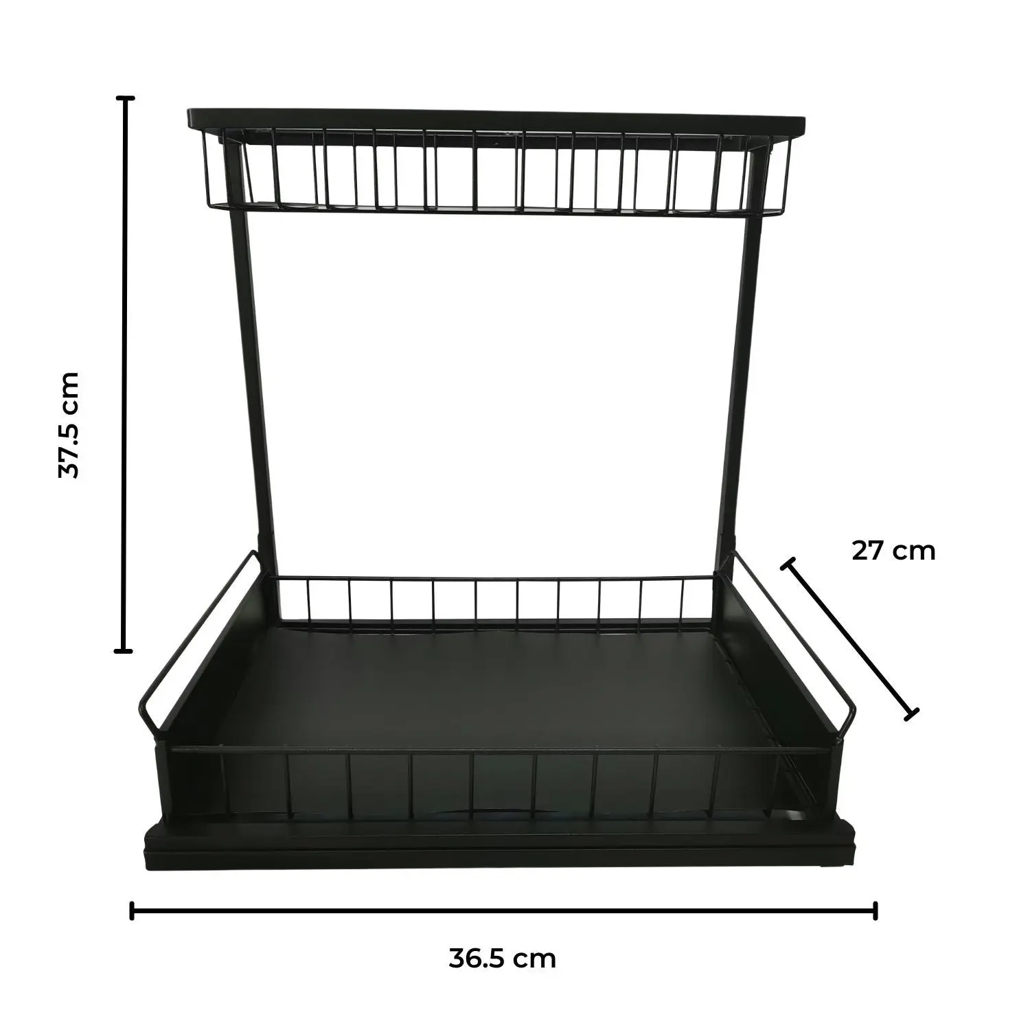 Gominimo 2 Tier Sliding Basket Multipurpose Under Sink Storage Rack - Black