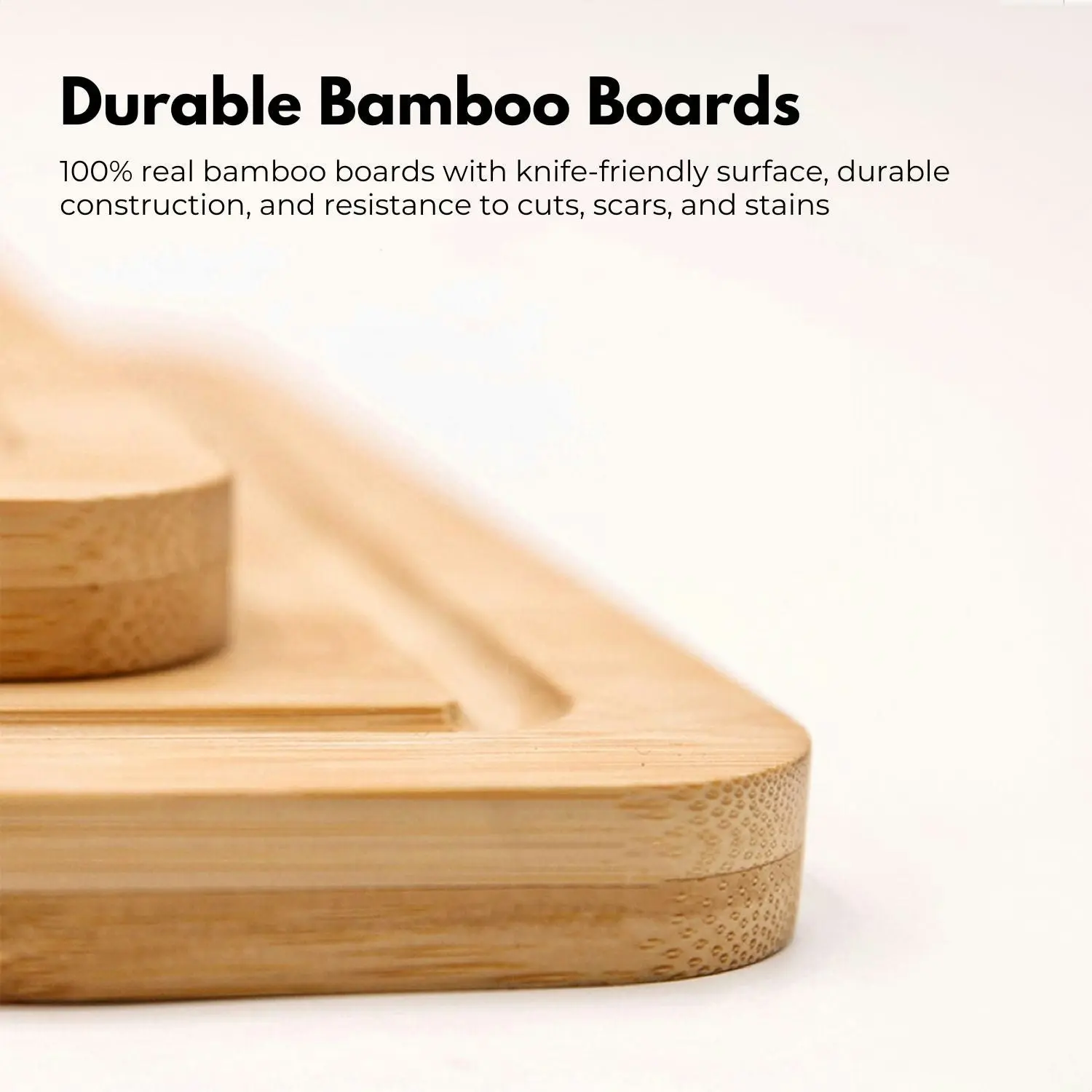 Gominimo 3 Pieces Chopping Board with Stand Set Bamboo Kitchen Cutting Wooden