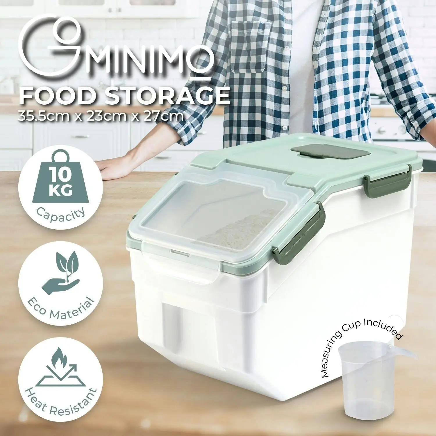 Gominimo Multipurpose Kitchen Dry Food Storage Cereal Rice Grain Container - Green