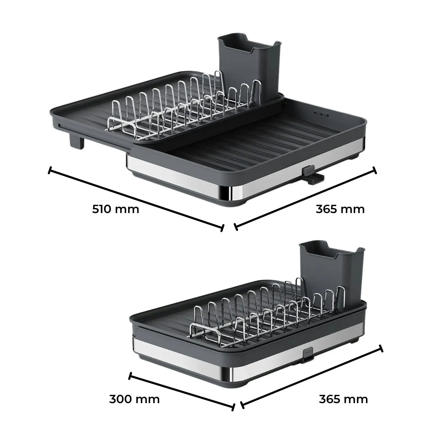 Gominimo Expandable Utensils Cutlery Holder Drainer Dish Drying Rack - Black