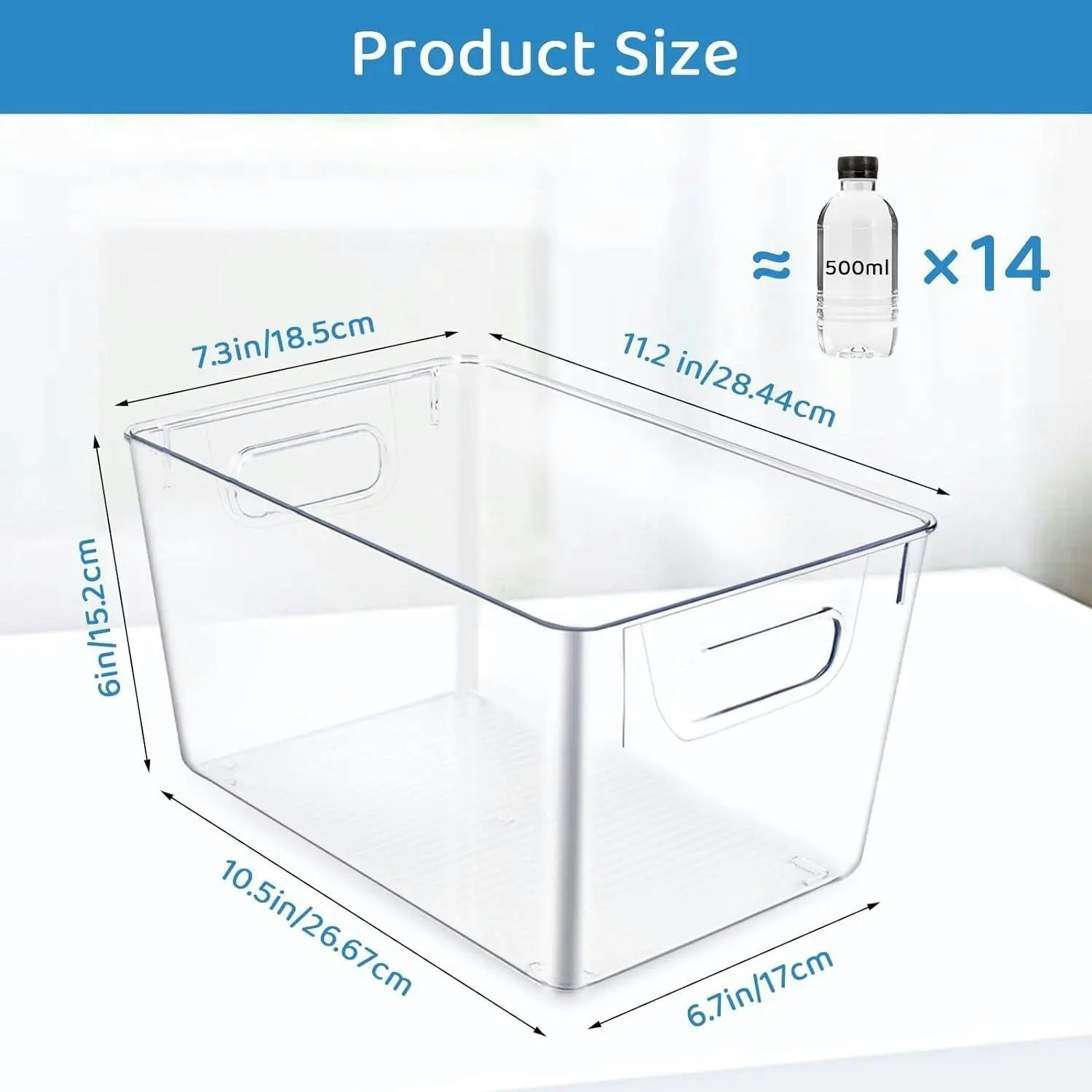 4pcs Gominimo Home Kitchen Plastic Rectangular Food Container Storage Bins - Clear