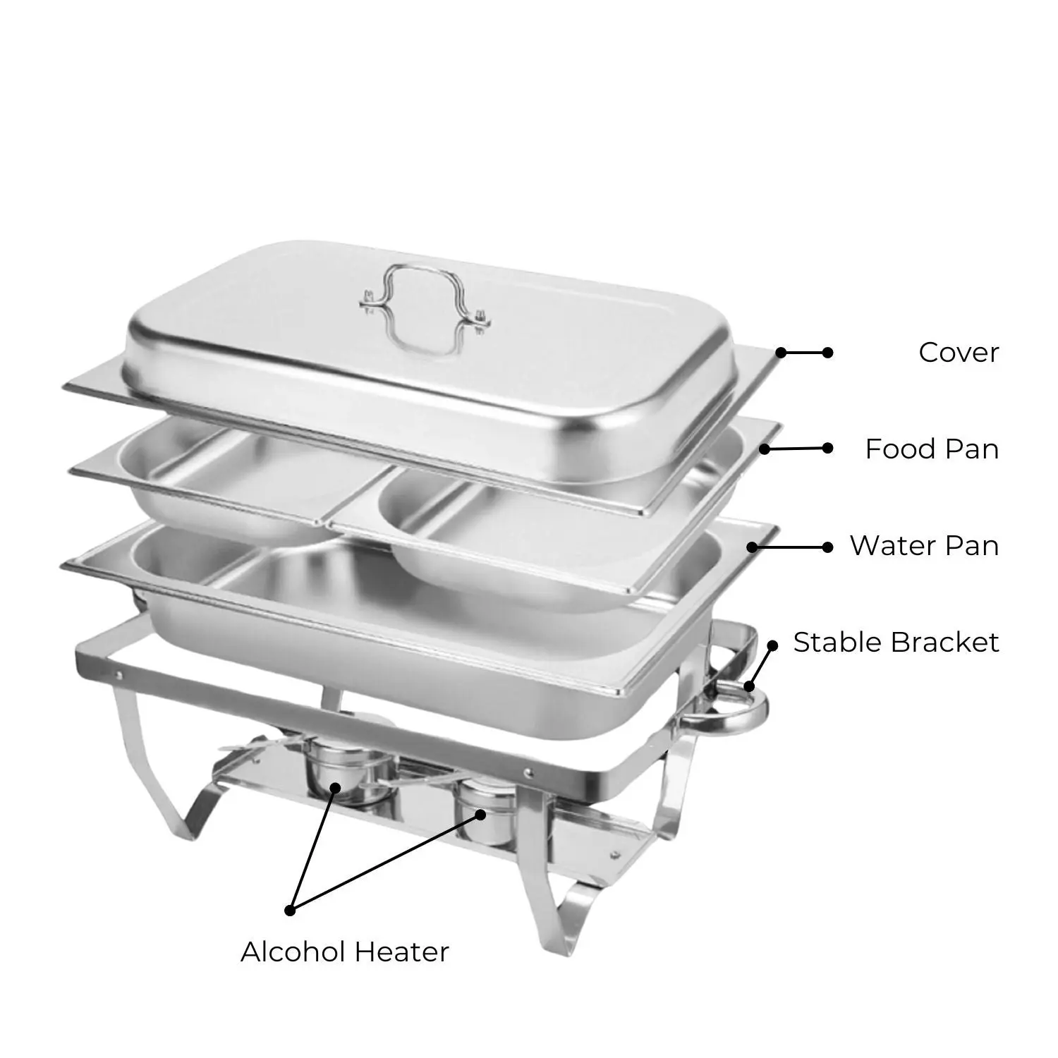 Gominimo Stainless Steel Dual Tray Chafing Dish Food Buffet Warmer