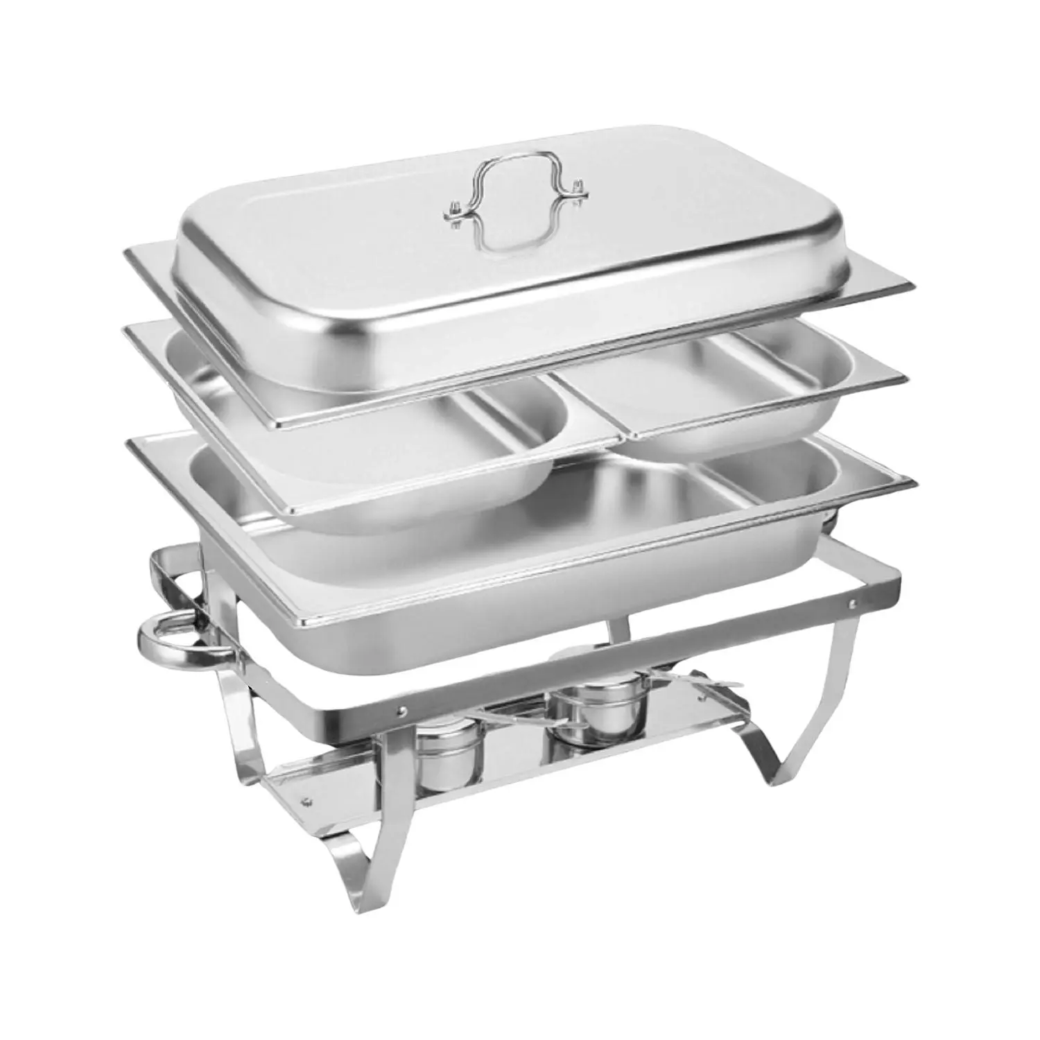 Gominimo Stainless Steel Dual Tray Chafing Dish Food Buffet Warmer