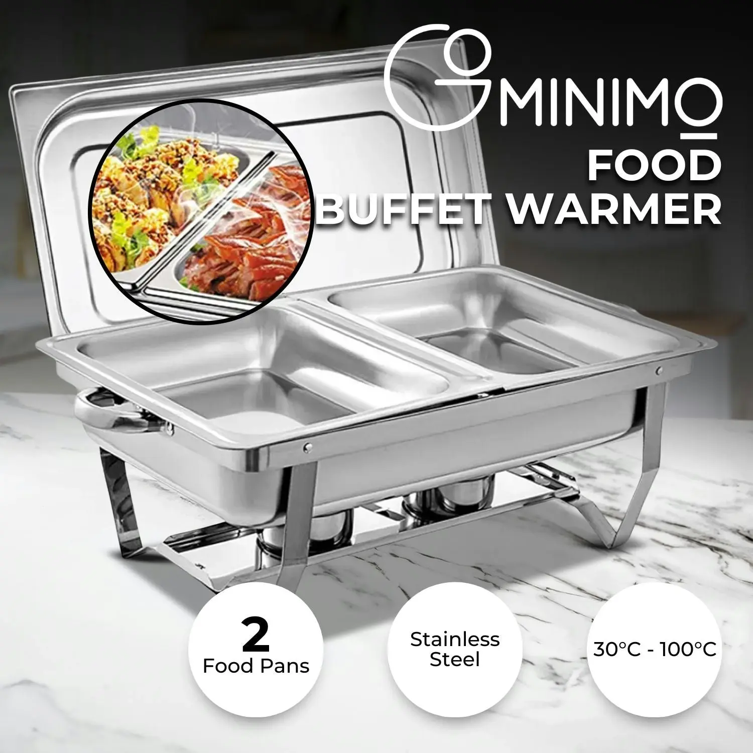 Gominimo Stainless Steel Dual Tray Chafing Dish Food Buffet Warmer