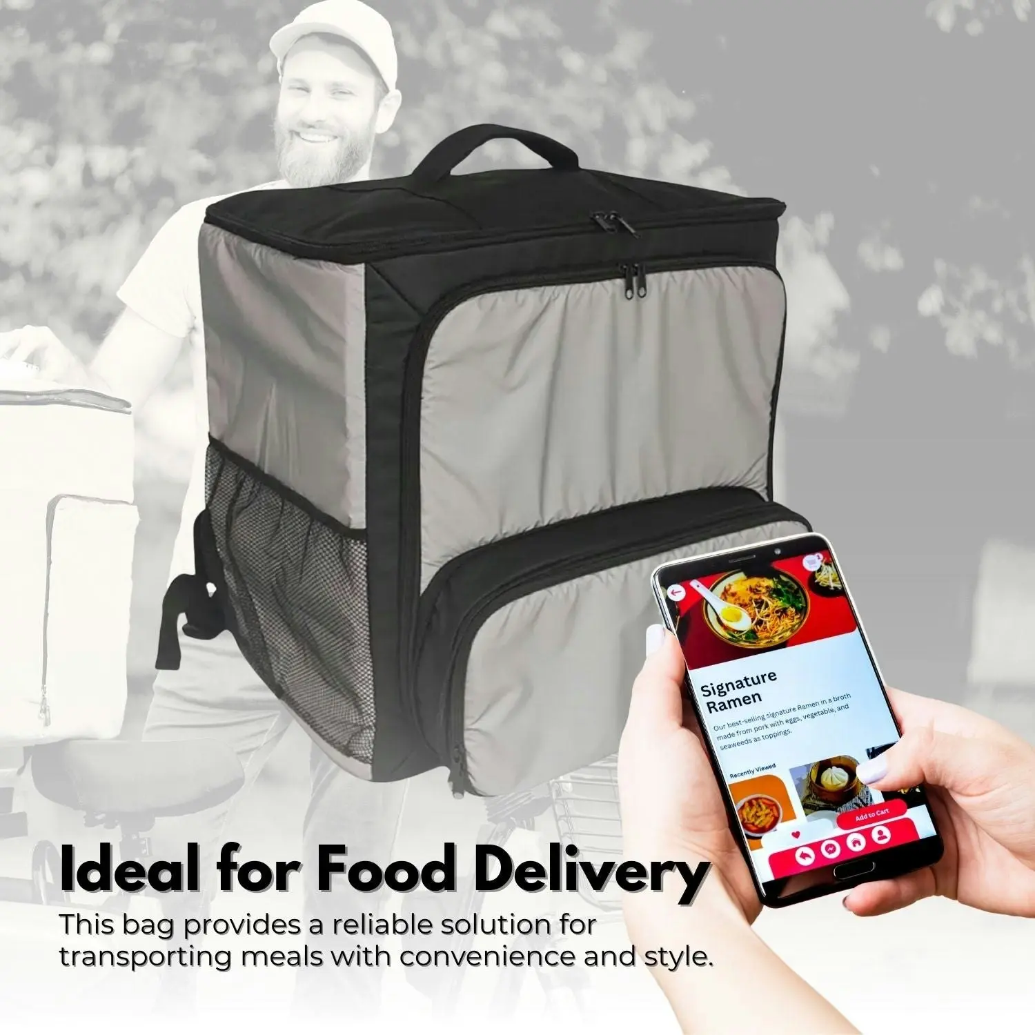 Gominimo 52L Insulated Food Storage Bag Carry Backpack for Uber Pizza Delivery