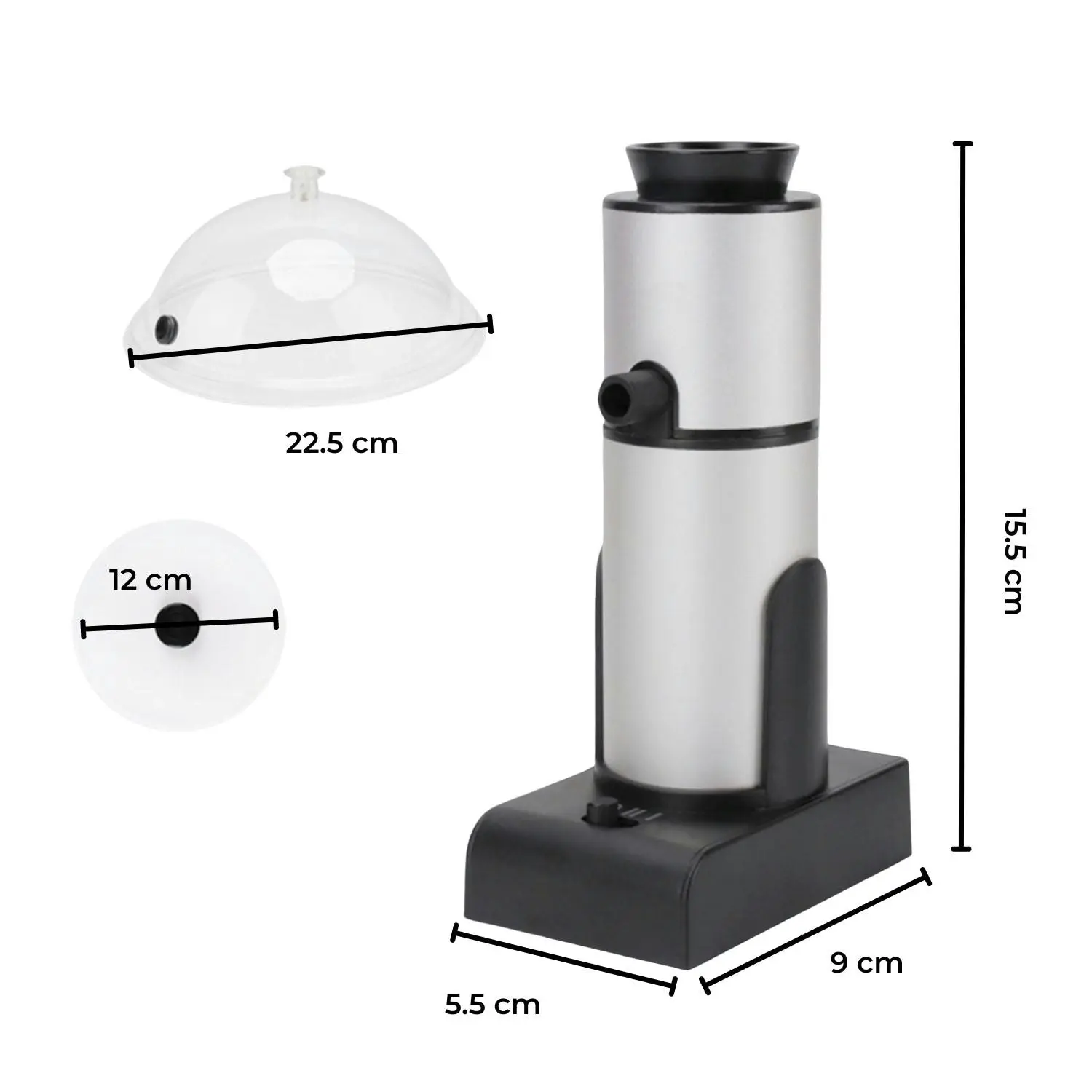 Gominimo Portable Smoke Infusion Cocktail Smoker Kit Dome Cup Lid Black Silver