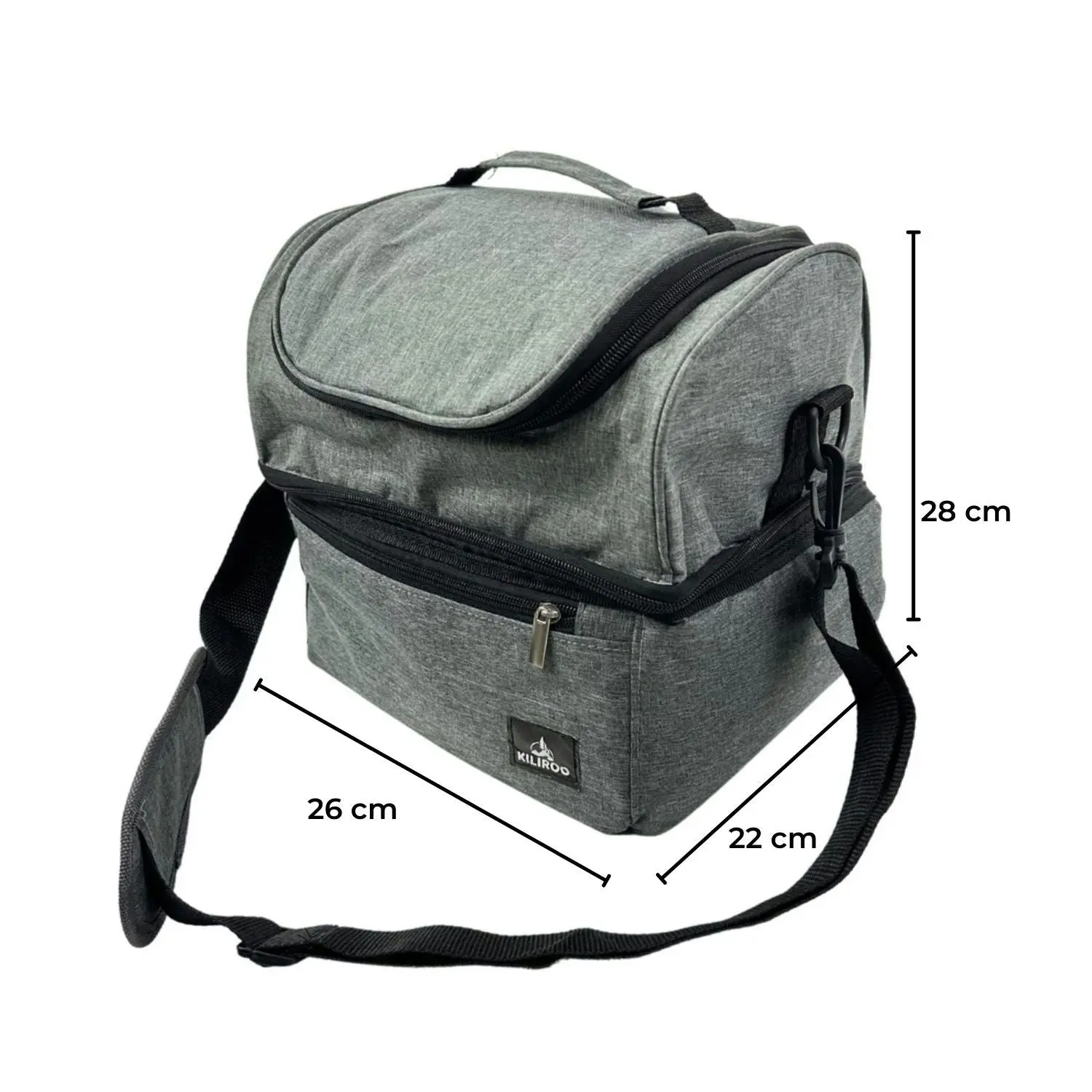 Kiliroo Insulated Cooler Lunch Bag 8-10L Portable Outdoor Picnic Container Grey