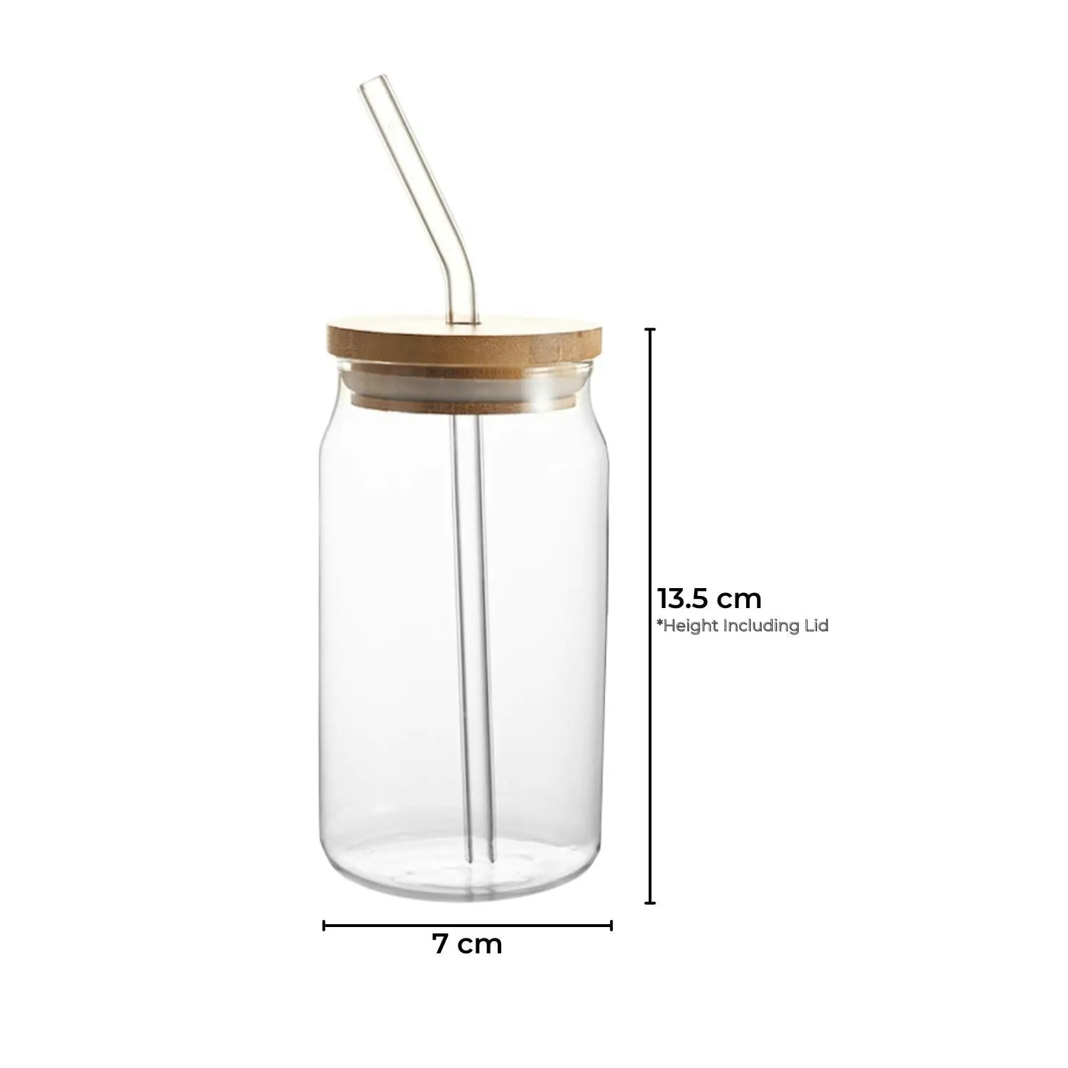 Gominimo 16Oz Reusable Clear Drinking Glasses with Bamboo Lids and Glass Straw 12 Pack