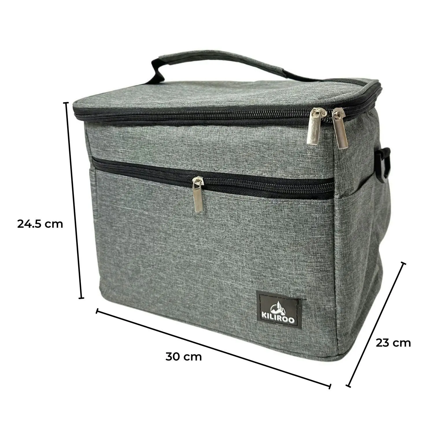 Kiliroo Insulated Cooler Lunch Bag 15L Portable Outdoor Picnic Container Grey