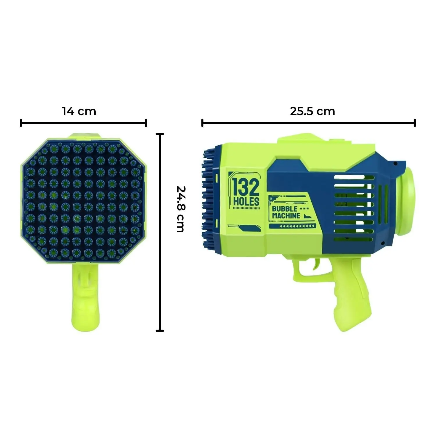 Gominimo 132 Holes Bubbles Machine Gun for Kids Dark Blue and Green