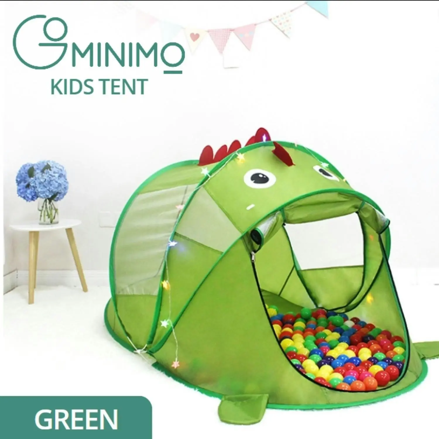 Gominimo Kids Dinosaur Tent Easy Setup Pop-Up Playhouse Indoor Outdoor Green