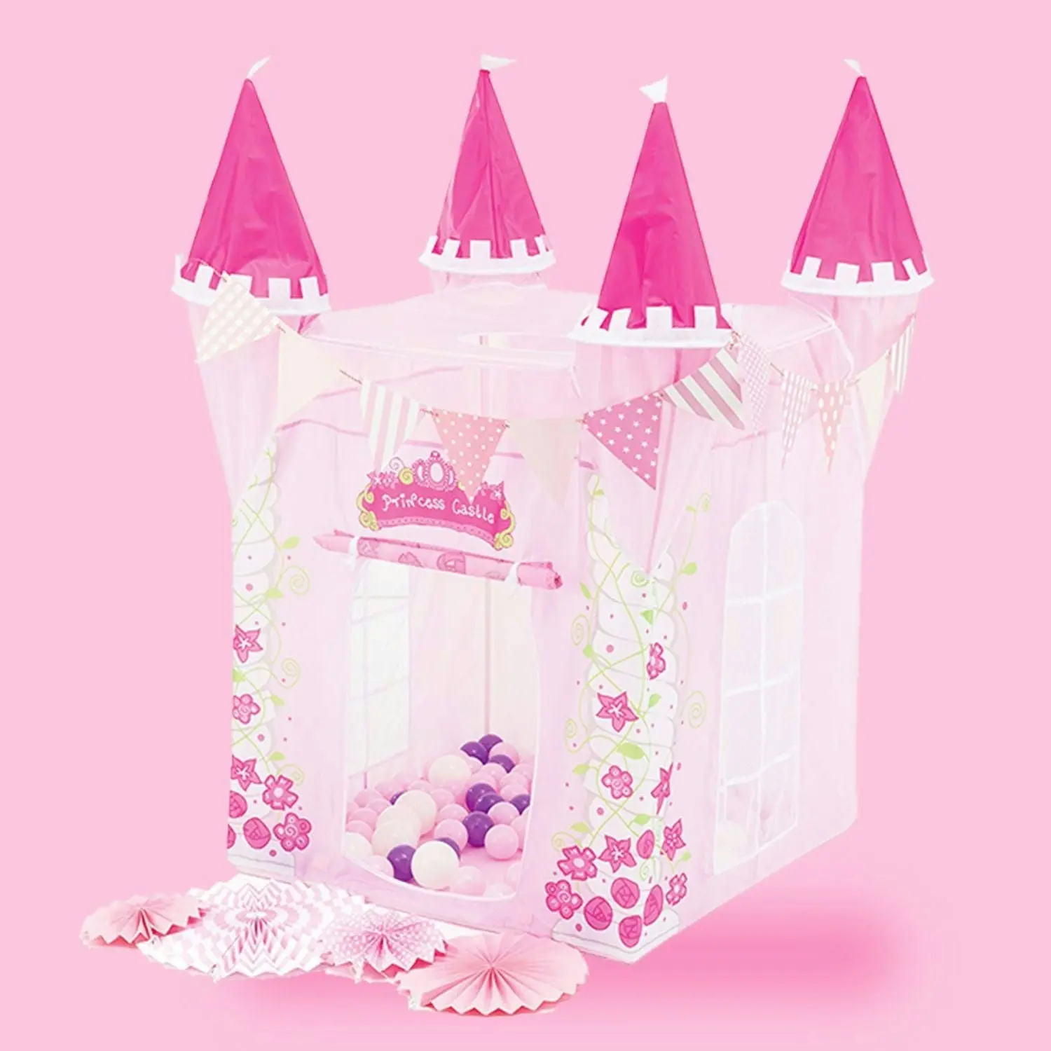 Gominimo Kids Play Tent Princess Castle Toys Elegant Breathable Playhouse Pink