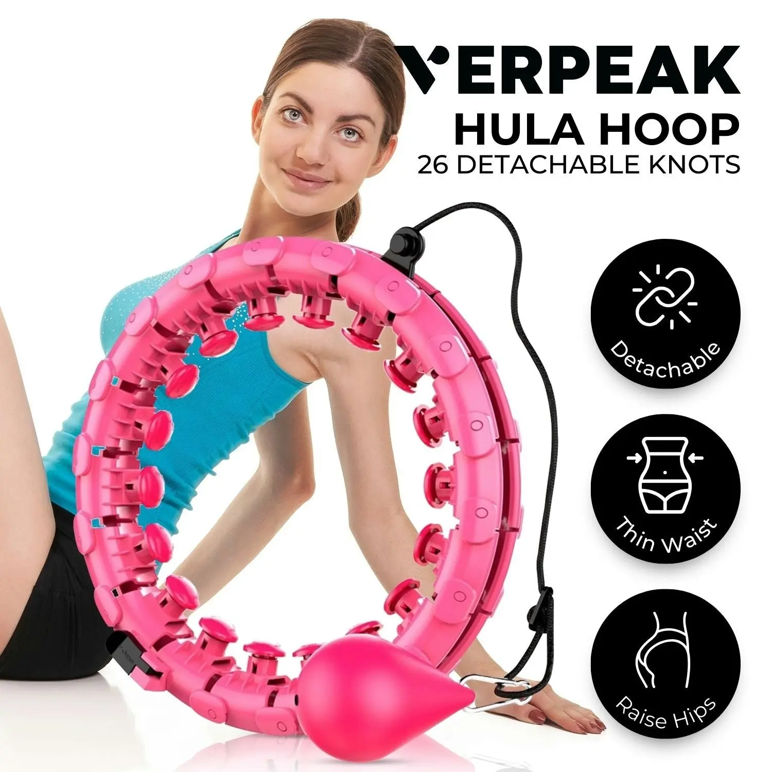 Verpeak Weighted 26 Knots Detachable Fitness Hula Hoop Weight Lose Exercise