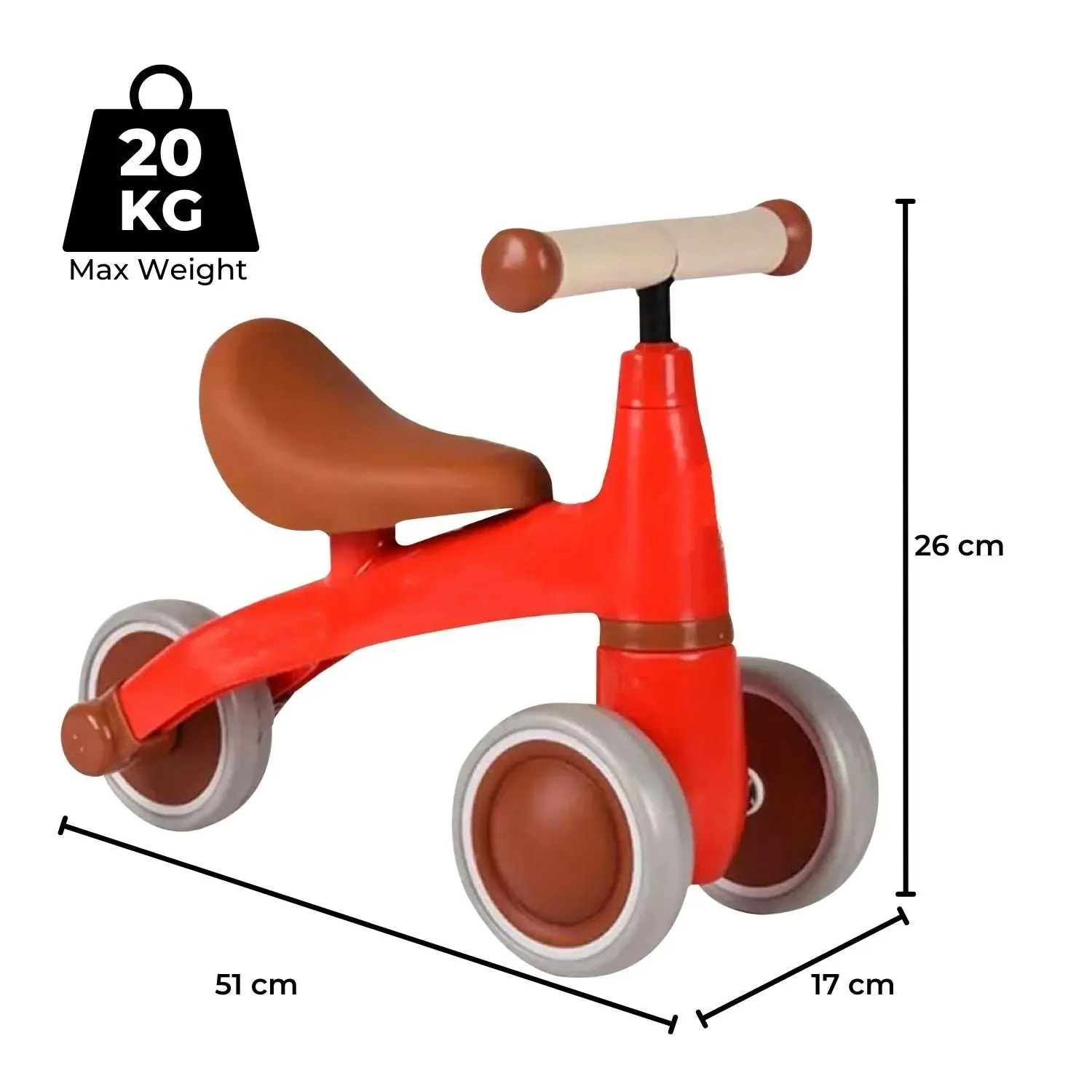 Gominimo 3-Wheels Push Trike Kids Baby Toddler Tricycle Balance Bike - Red