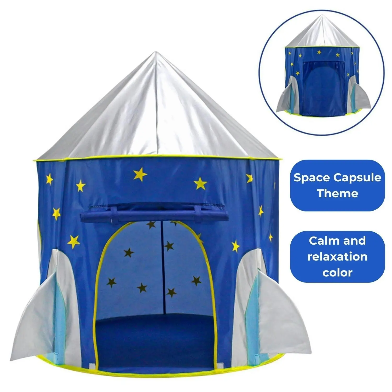 Gominimo Kids Space Capsule Tent Foldable Pop-Up Playhouse Indoor Outdoor Blue