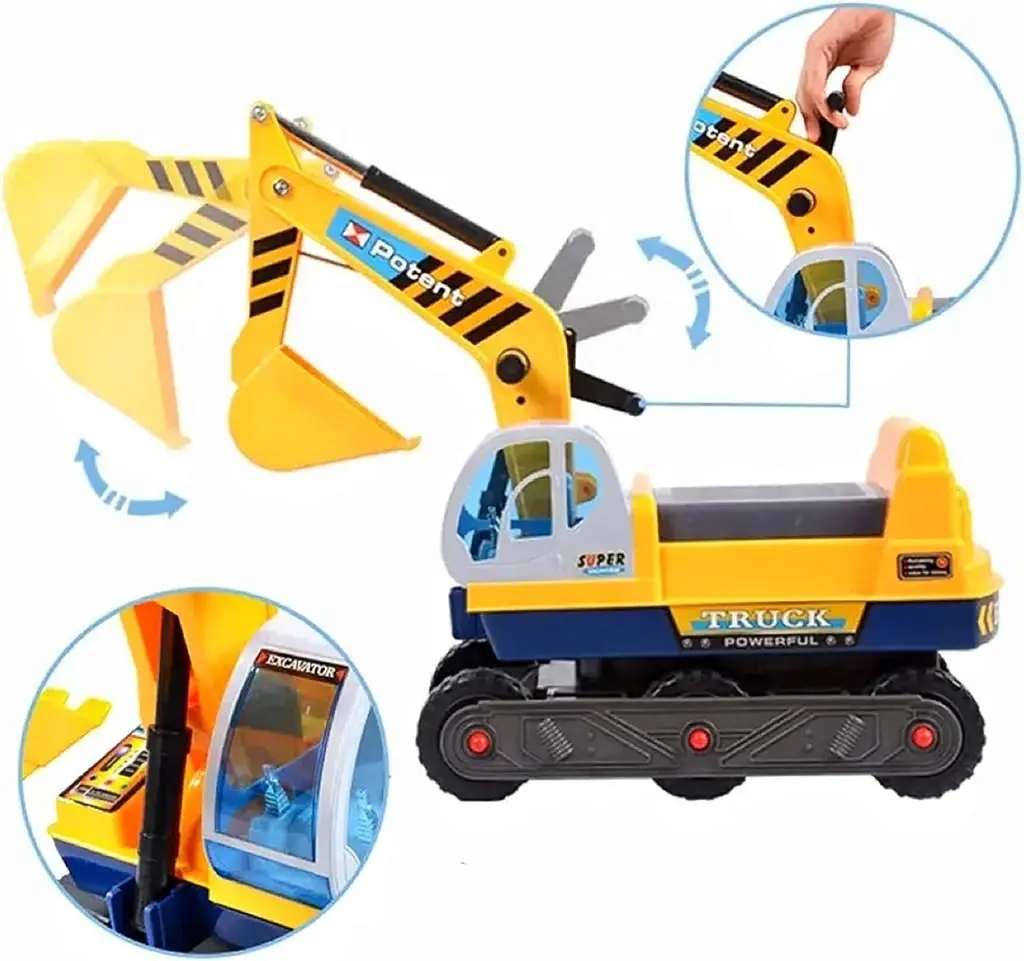 Gominimo Kids Pretend Ride on Sand Excavator Construction Toy Car with Helmet