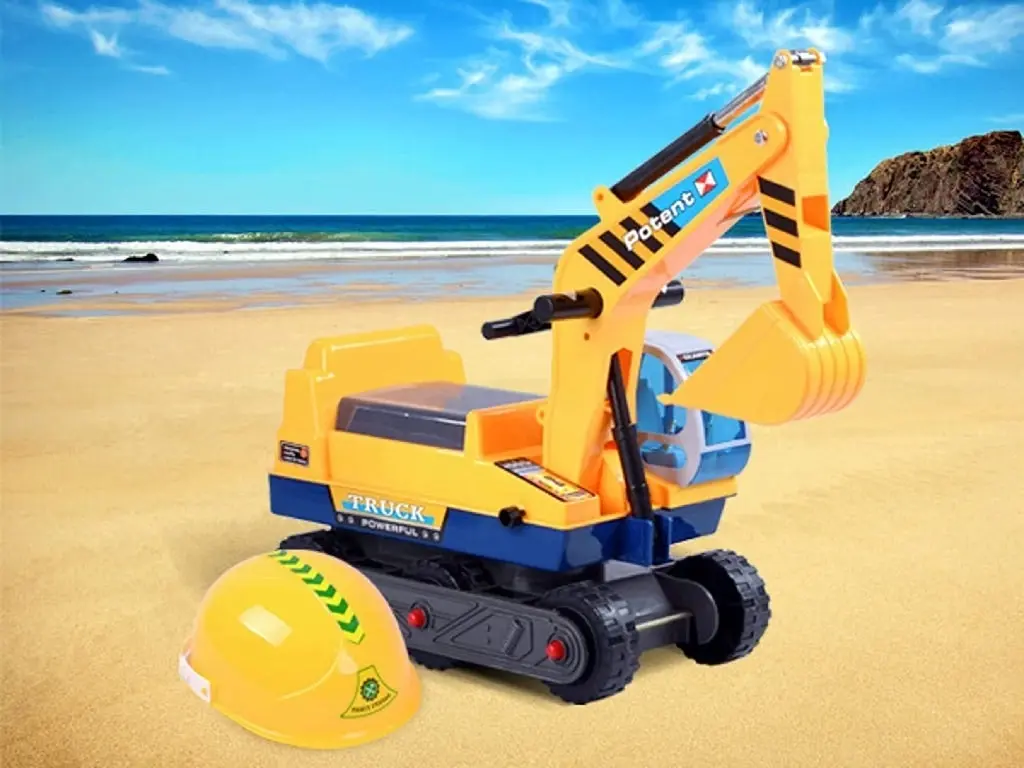 Gominimo Kids Pretend Ride on Sand Excavator Construction Toy Car with Helmet