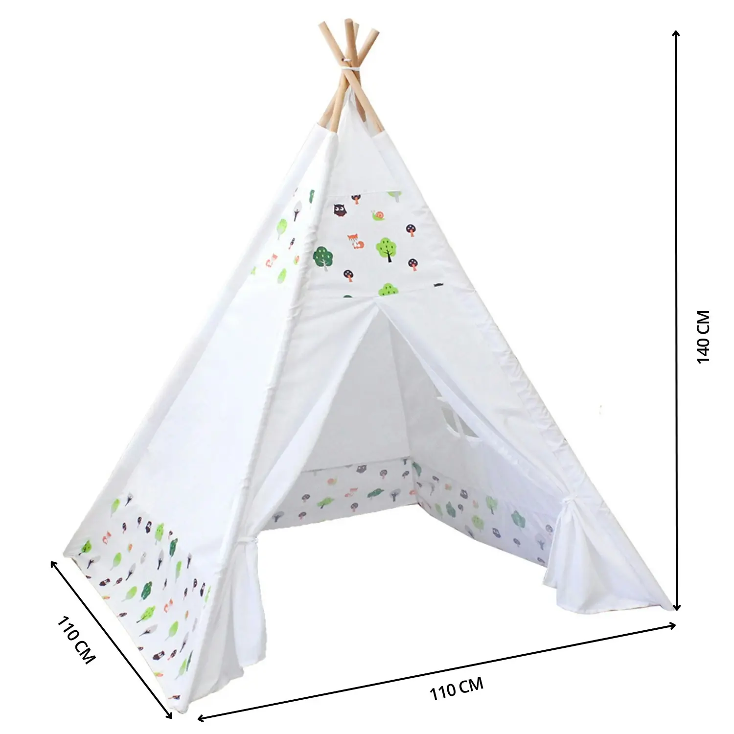 Gominimo Kids Toddler Teepee Tent with Side Window and Carry Bag - White Forest