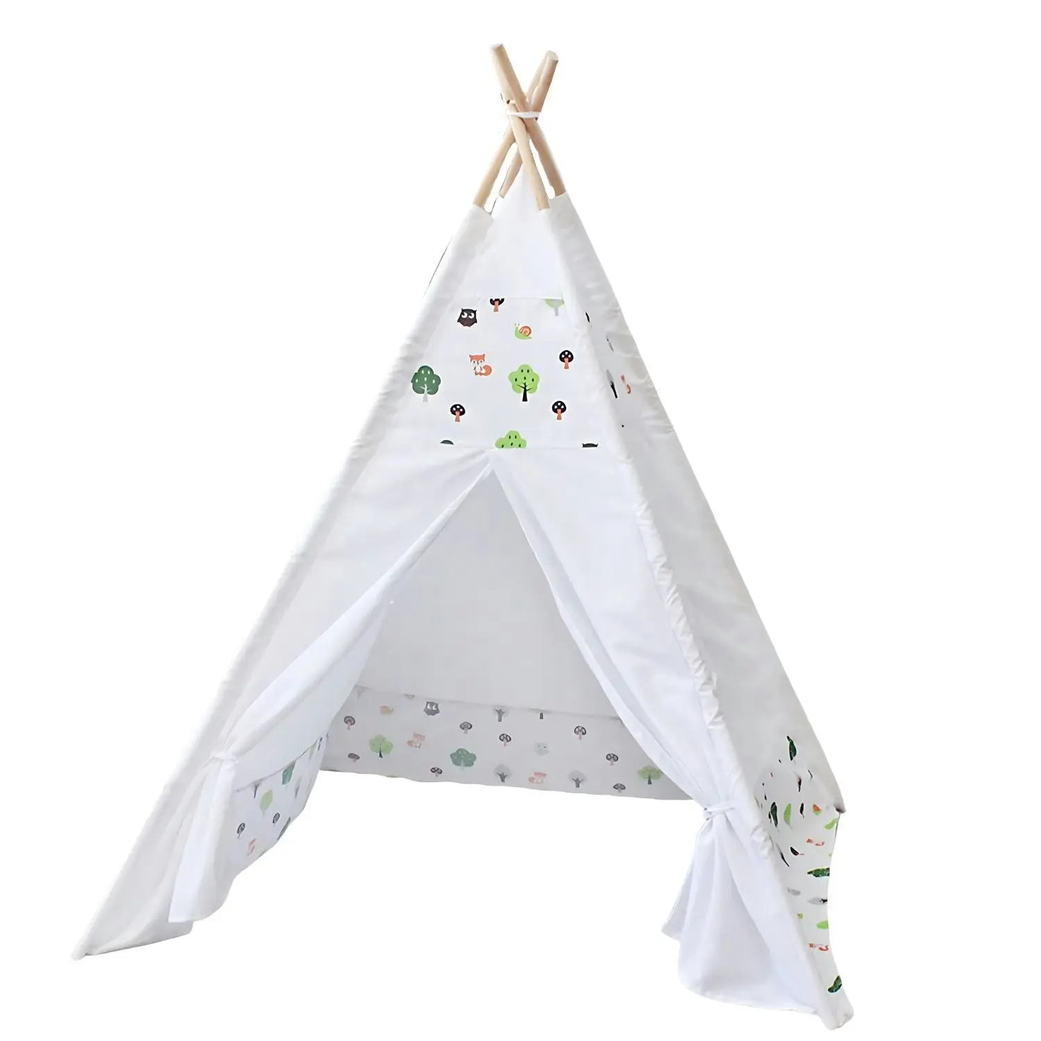 Gominimo Kids Toddler Teepee Tent with Side Window and Carry Bag - White Forest