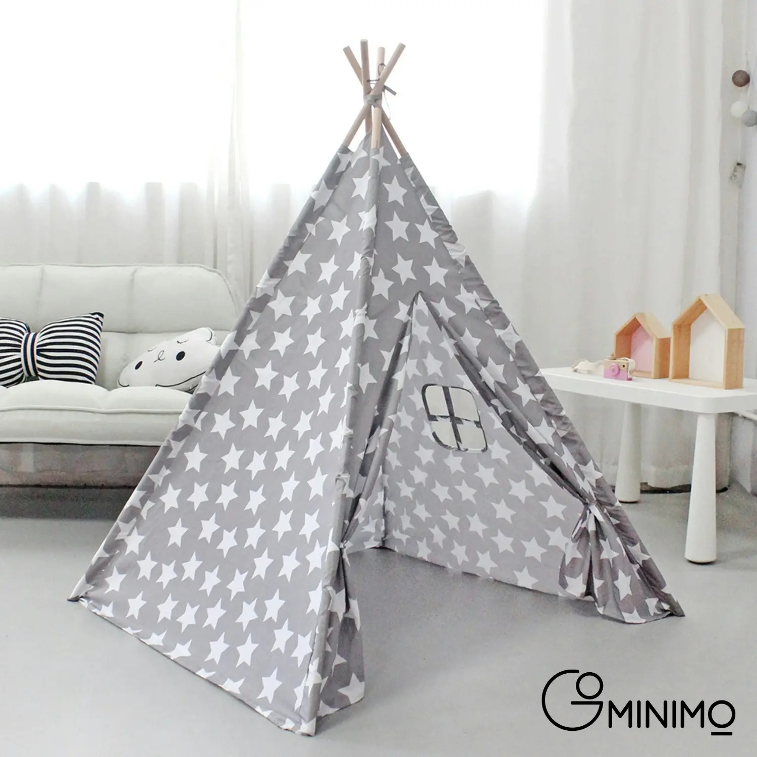 Gominimo Kids Teepee Play Tent with Window Children Play House Indoor Outdoor