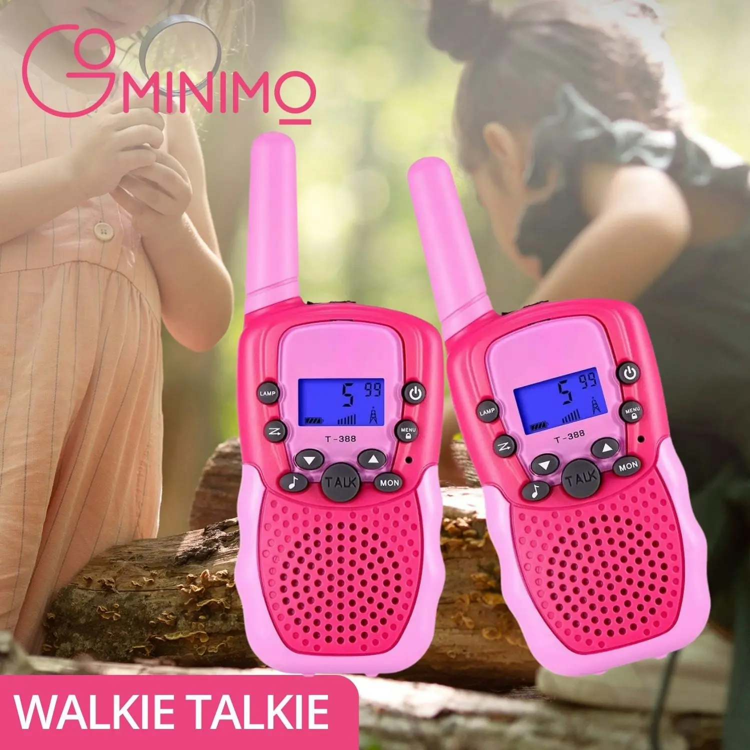 Gominimo 2x Children Walkie Talkies Kids Walky Talky Long Range Toy Gift Pink