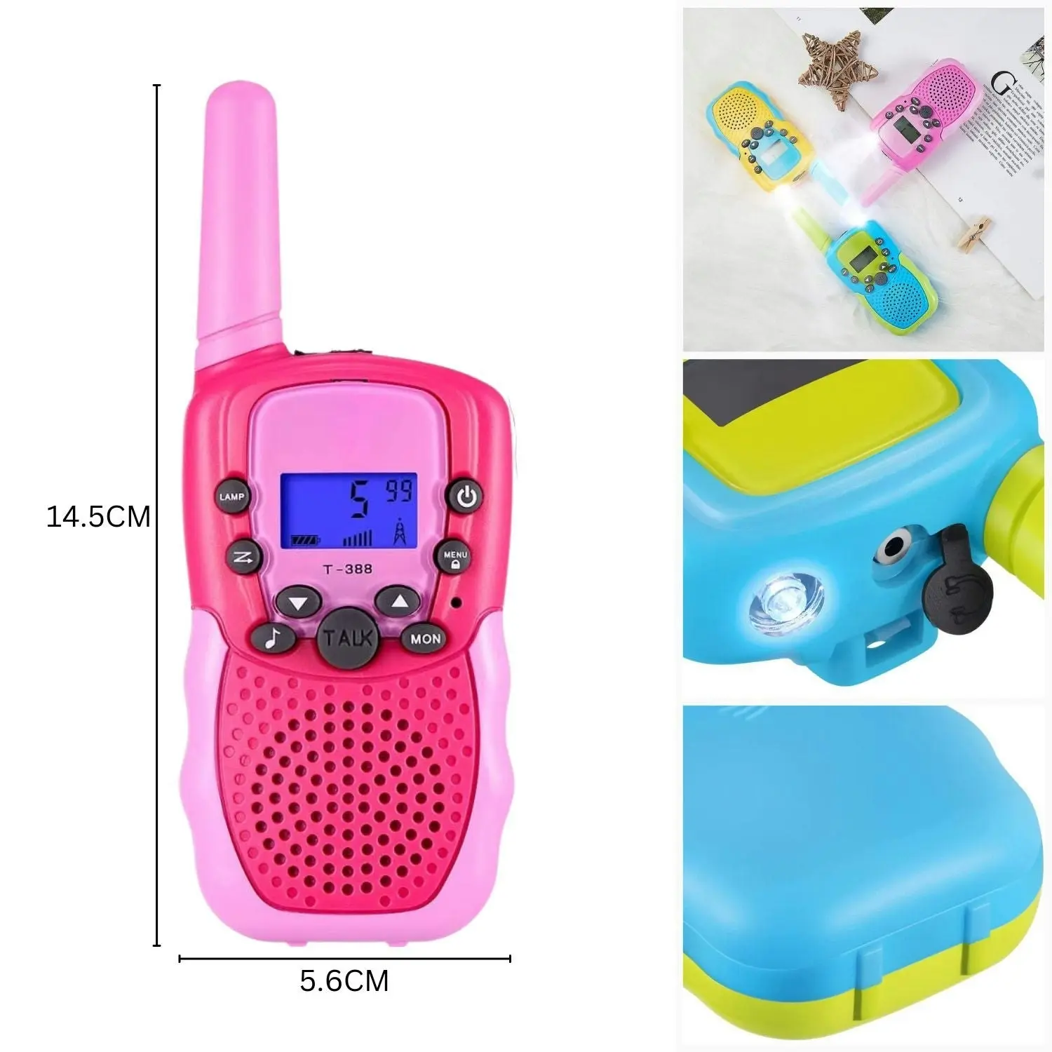 Gominimo 2x Children Walkie Talkies Kids Walky Talky Long Range Toy Gift Pink