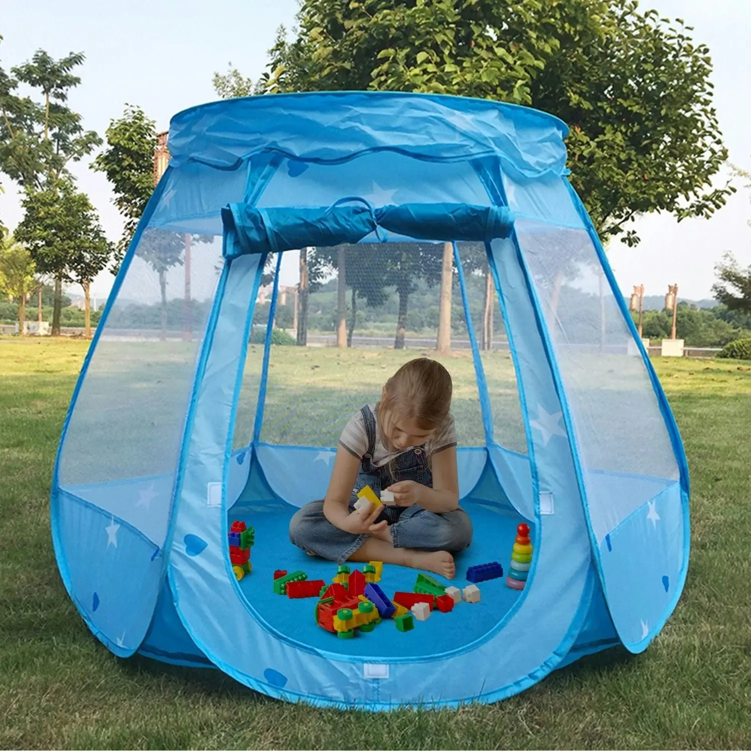 Gominimo Kids Play Tent Tunnel Toys Indoor and Outdoor Breathable Playhouse Blue