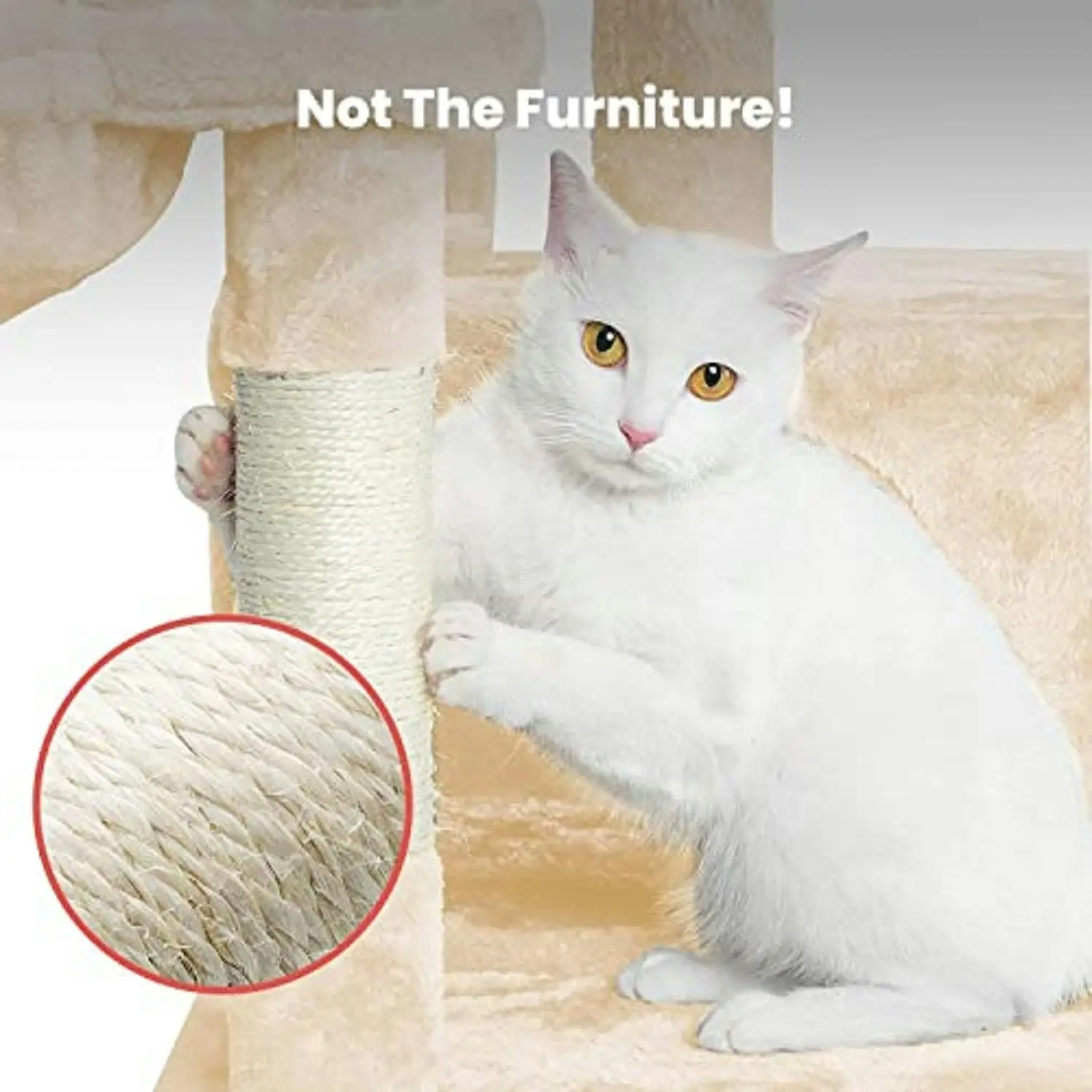 Floofi 118cm Plush Cat Condo Cat Tree (Beige)