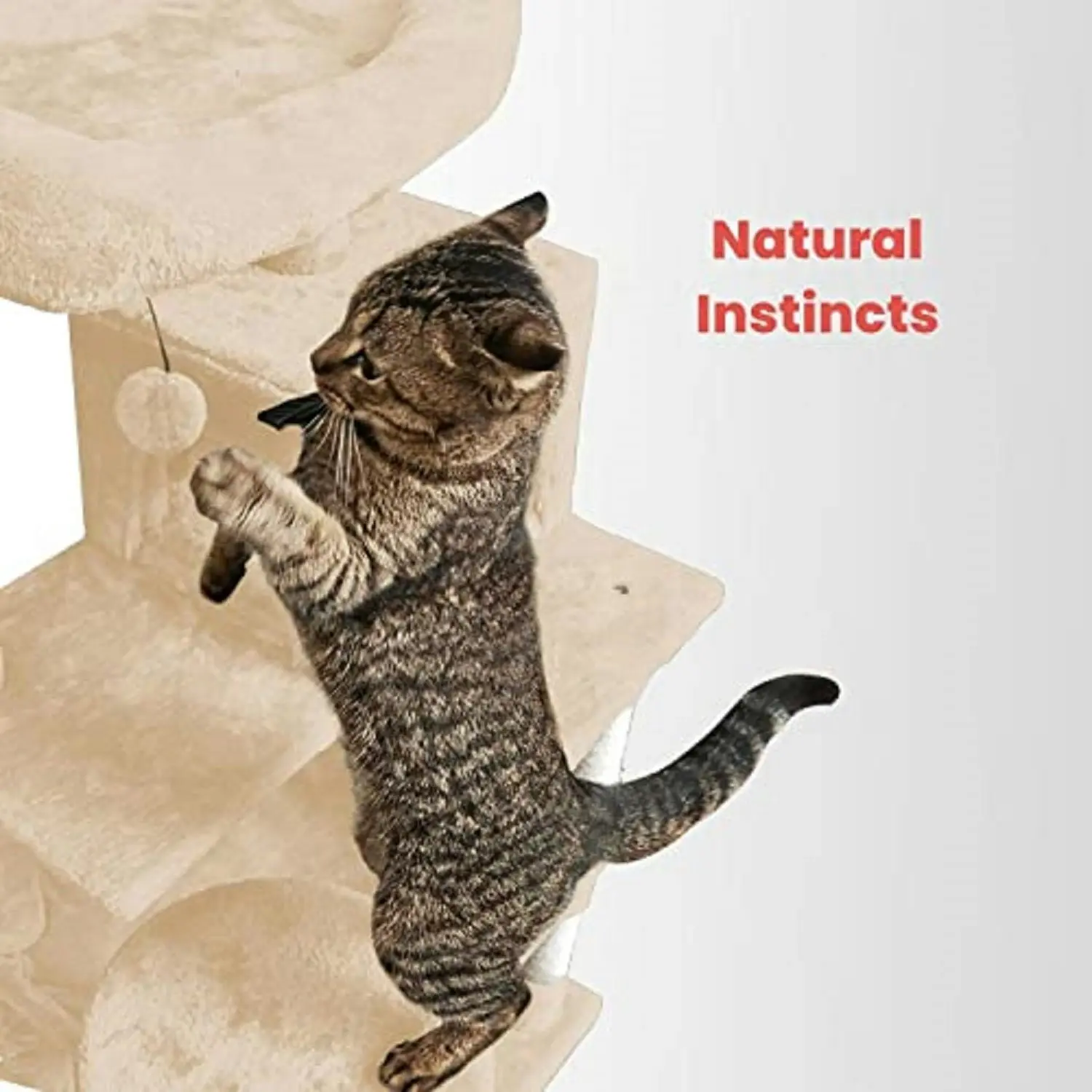 Floofi 118cm Plush Cat Condo Cat Tree (Beige)