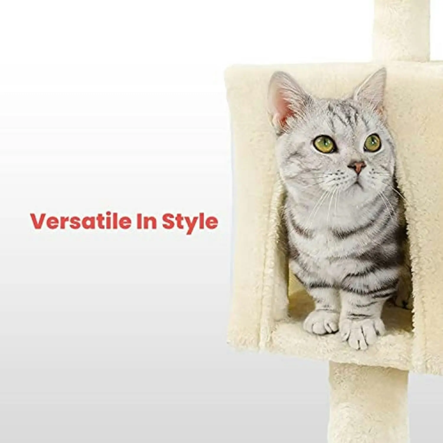 Floofi 118cm Plush Cat Condo Cat Tree (Beige)