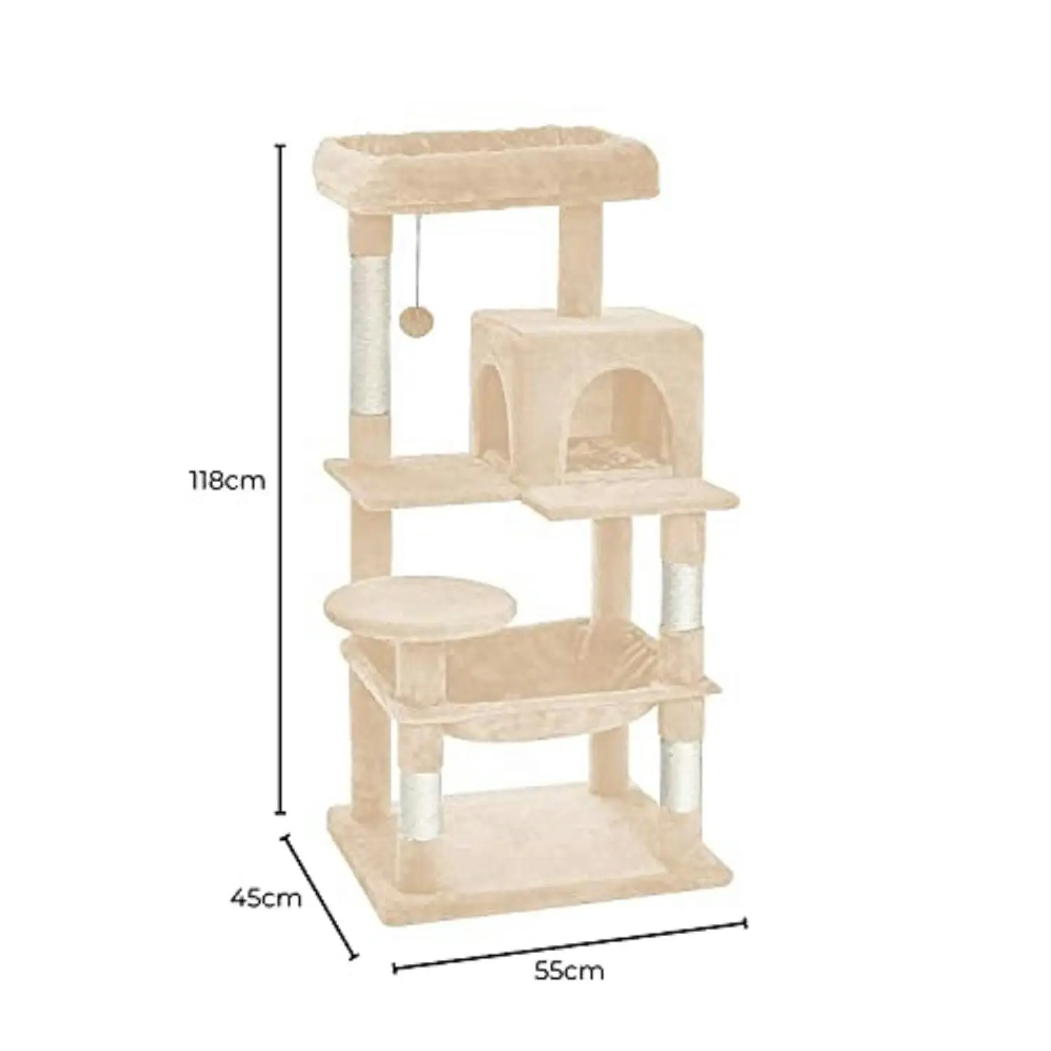 Floofi 118cm Plush Cat Condo Cat Tree (Beige)