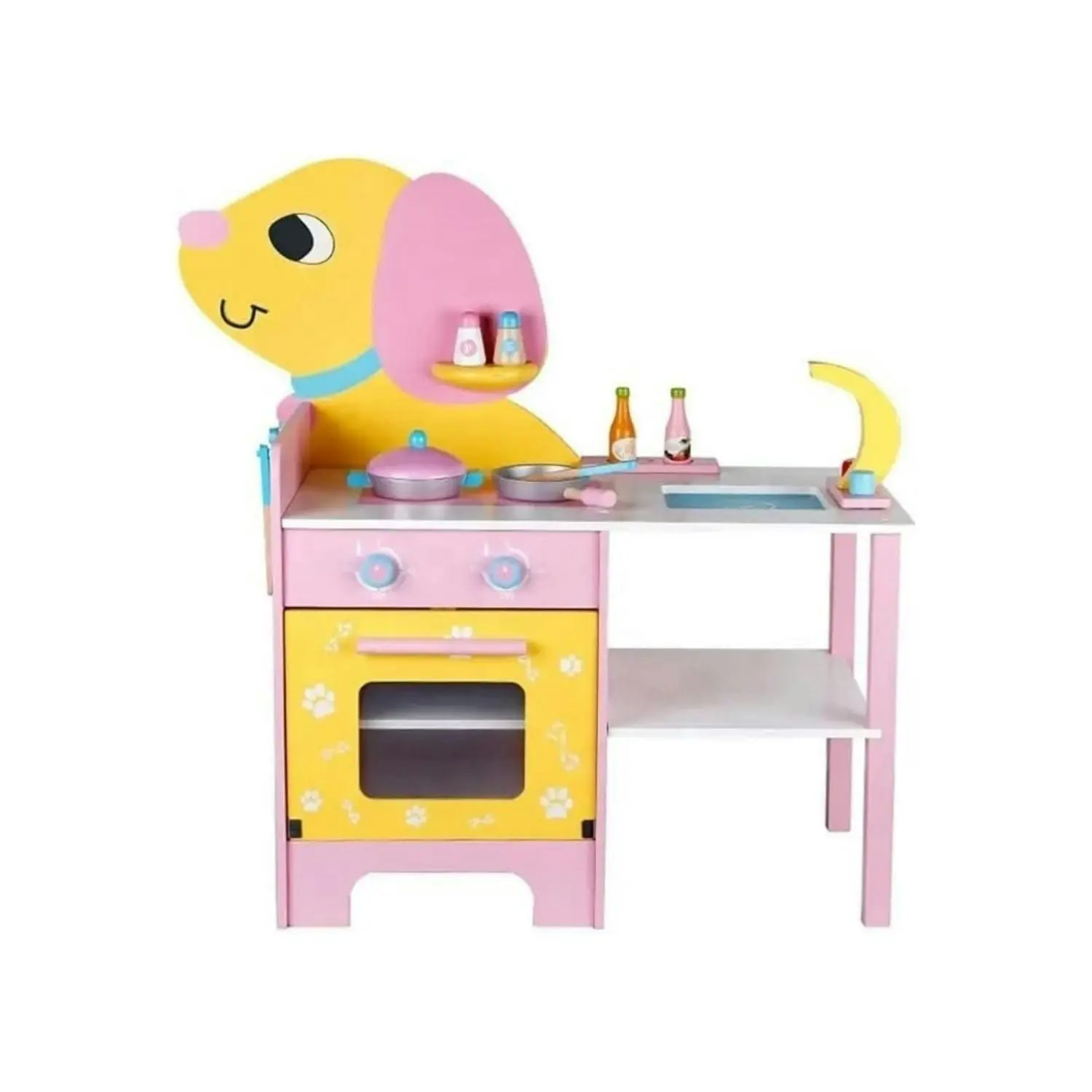 Ekkio Wooden Kids Pretend Play Children Kitchen Playset Toddler Cooking Toy Set