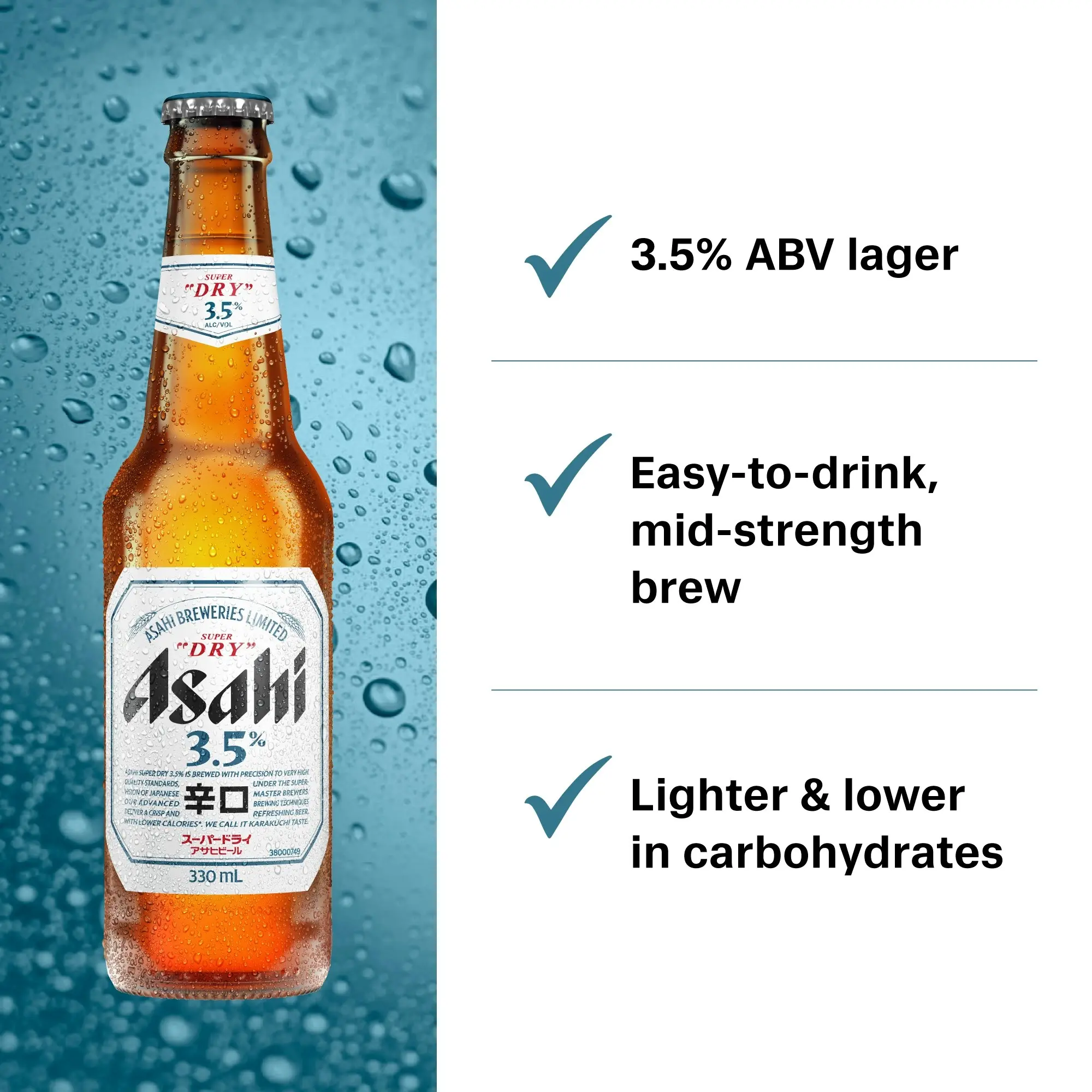 Asahi Super Dry 3.5% 24 x 330mL Bottles