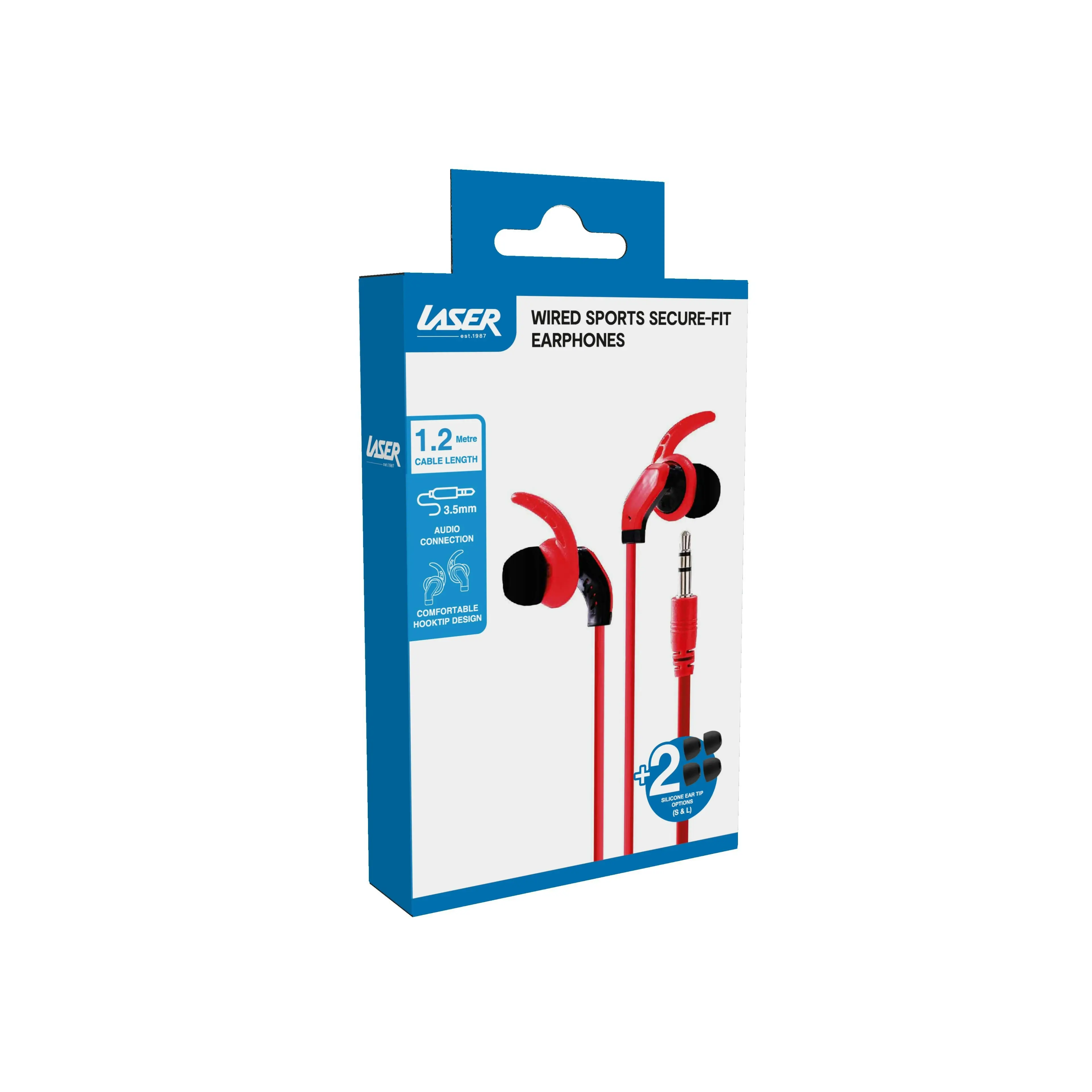 Laser Secure-Fit Sports Earphones with AUX In-Ear Hooks - Gym & Running