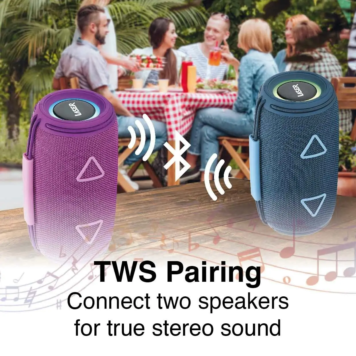 Laser Max Portable Bluetooth Speaker Blue: TWS, LED Lights, Powerful Sound