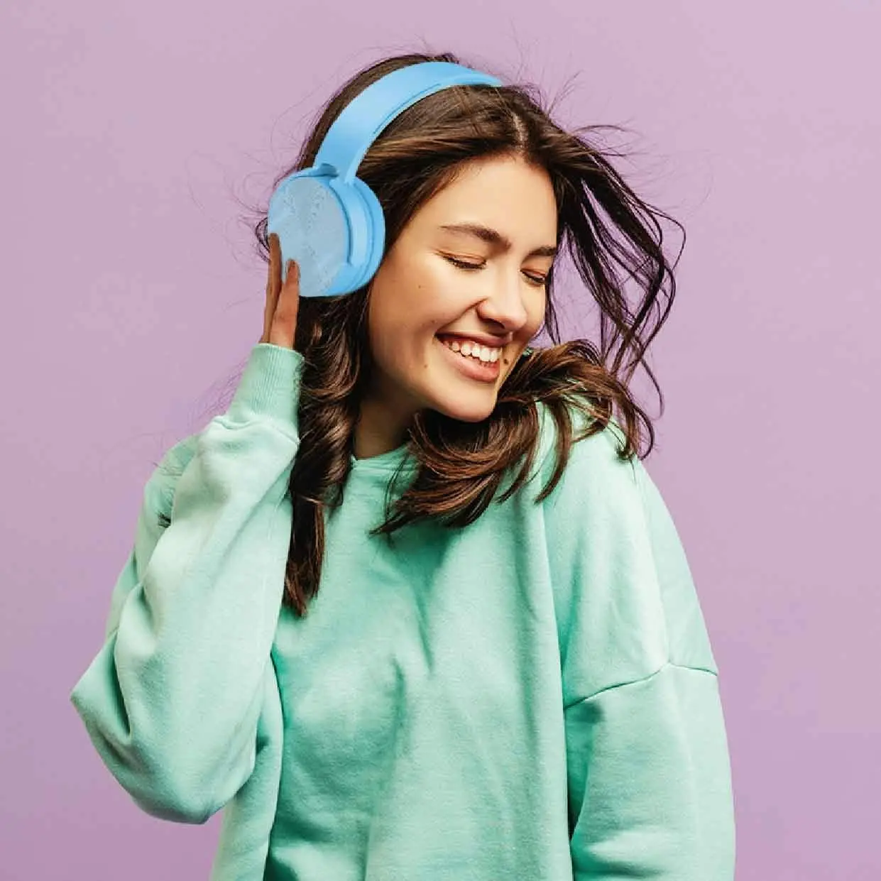 Laser Bluetooth 5.3 Wireless Headphones Foldable Blue 15Hr Battery