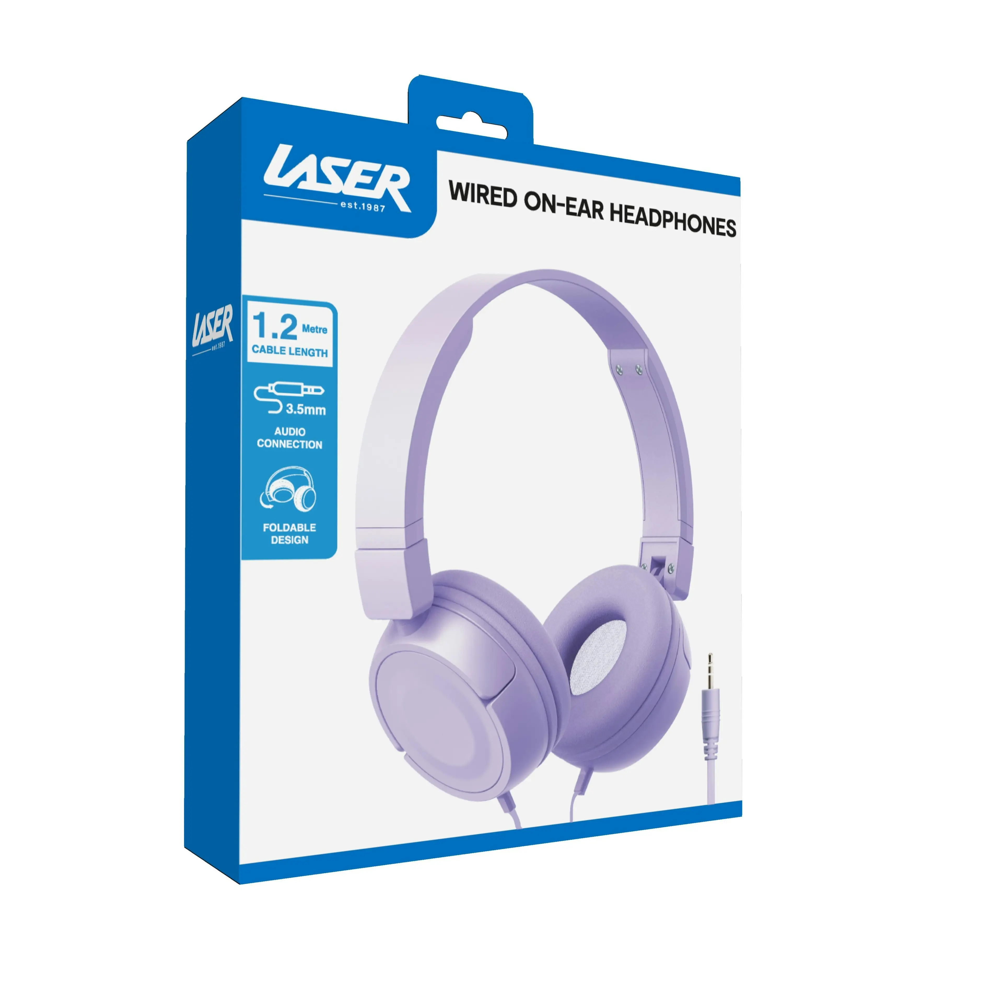 Laser Lilac Over-Ear Wired Headphones - Foldable, AUX, Travel Ready