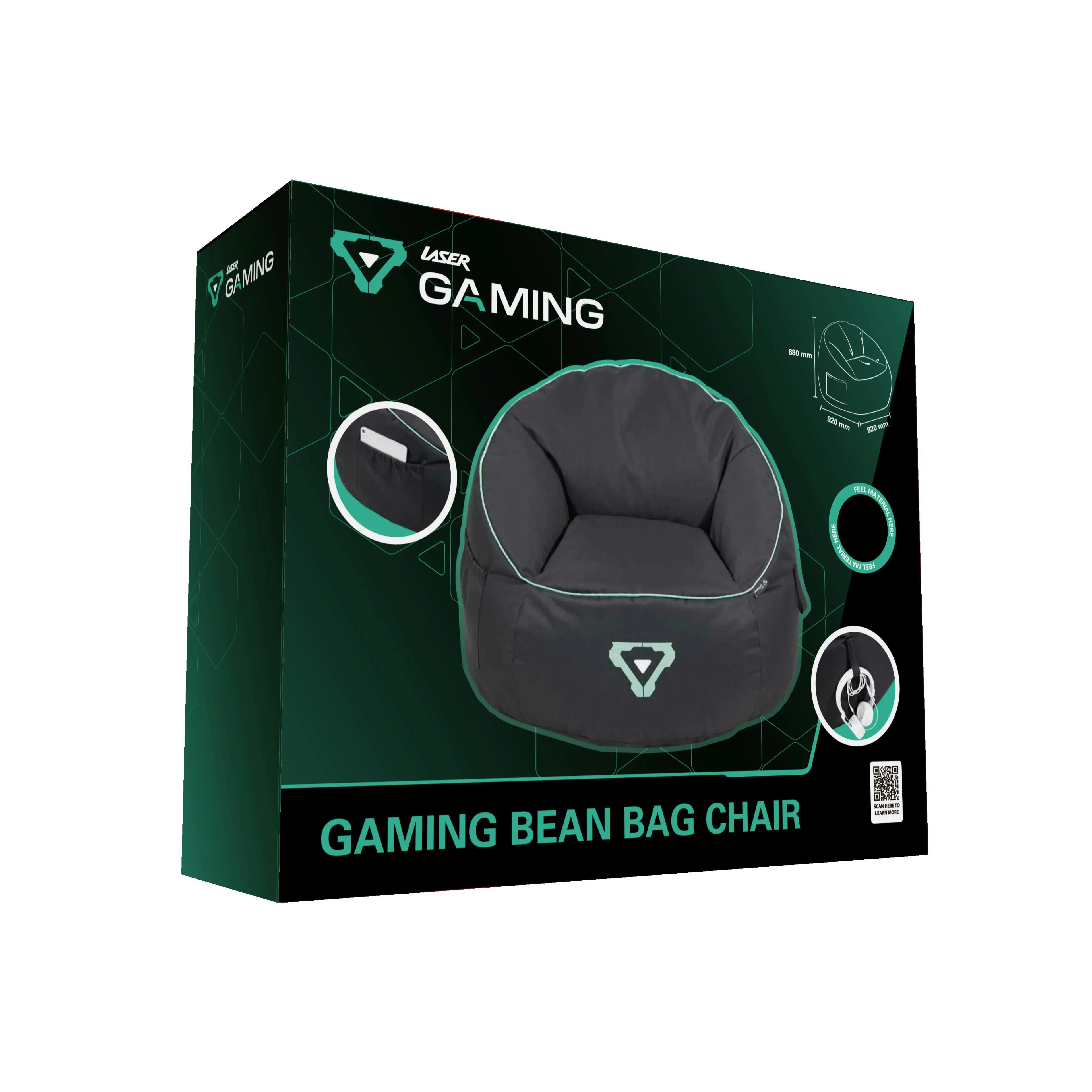 Laser Gaming Bean bag with Headphone Strap & Storage